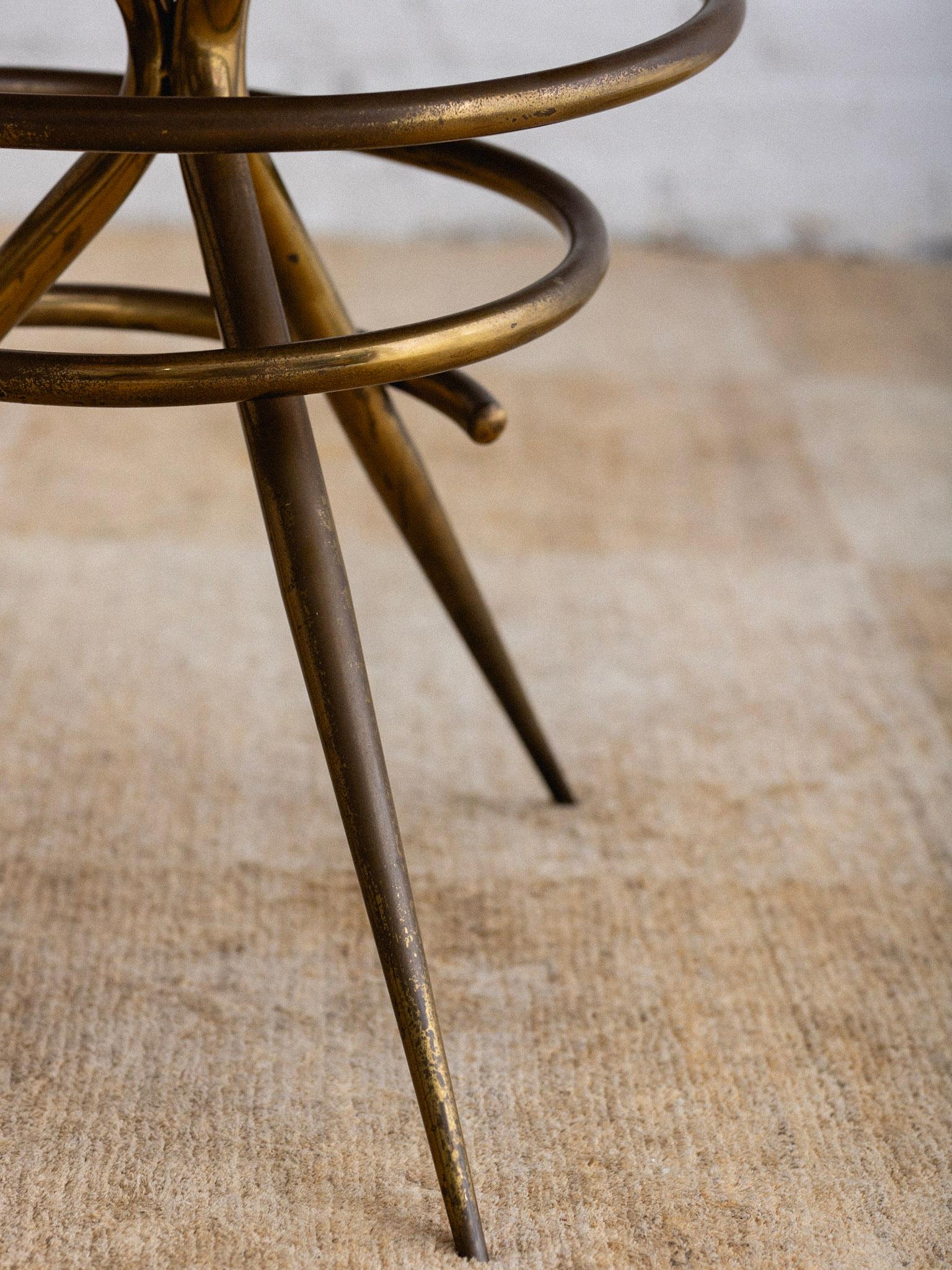 Italian Stone Top Brass Spiral Cocktail Table For Sale 2