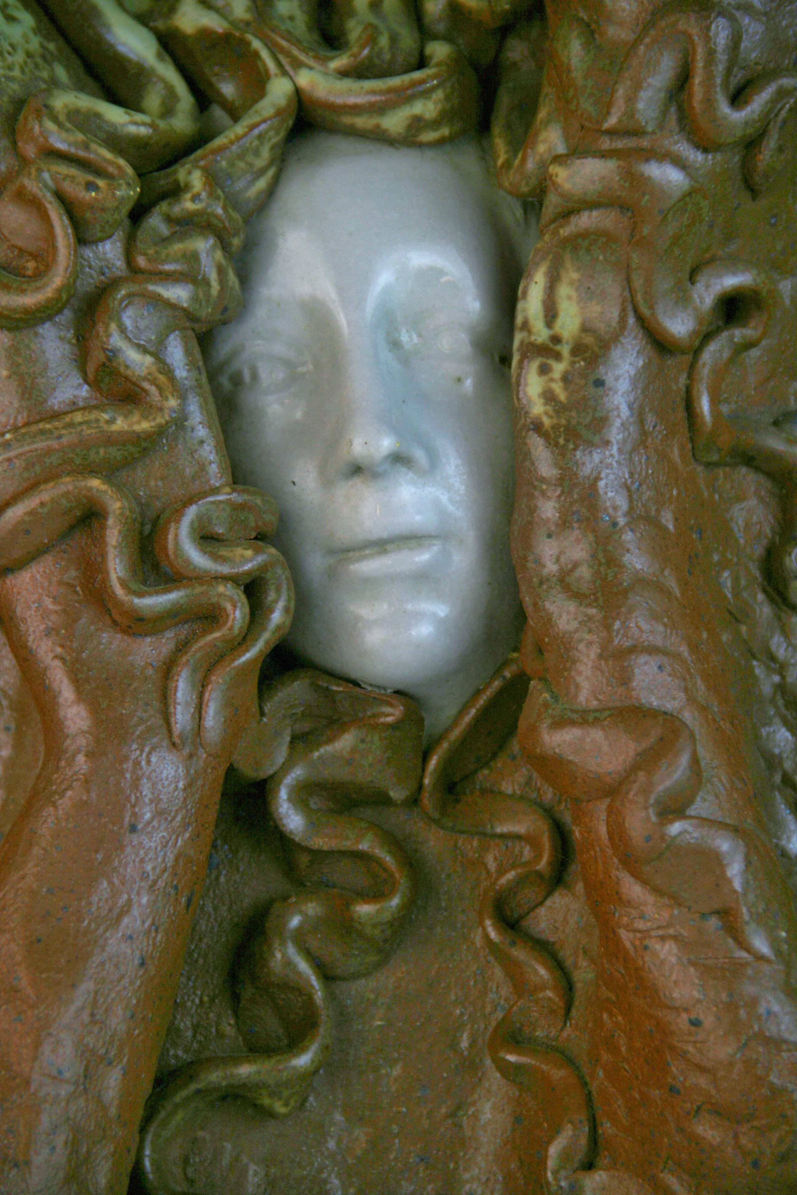 Italian Stoneware Figural Deco Style Wall Sculpture For Sale 5