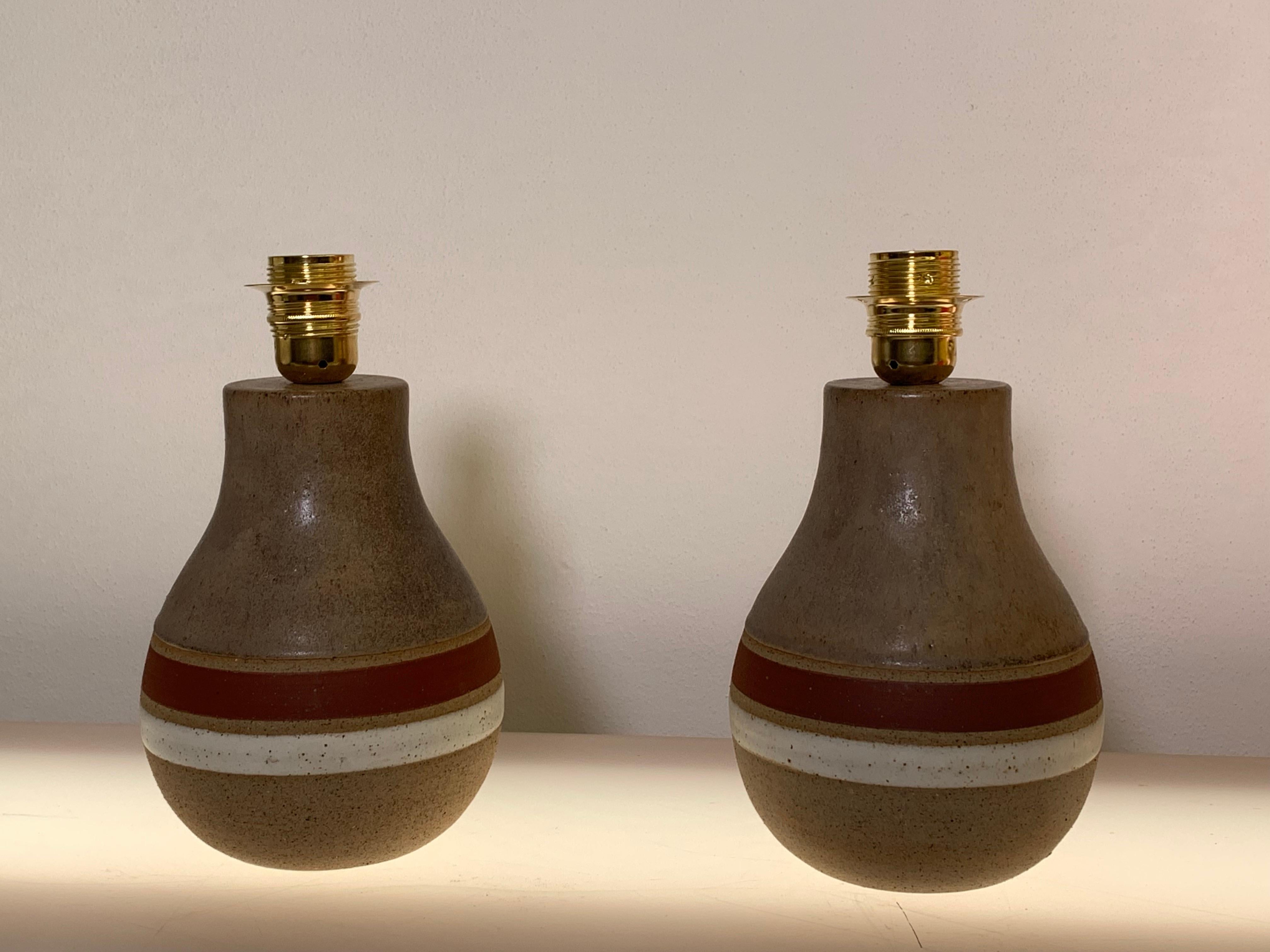 Italian Stoneware Lamps by Bruno Gambone, 1970s In Excellent Condition In Milan, Italy