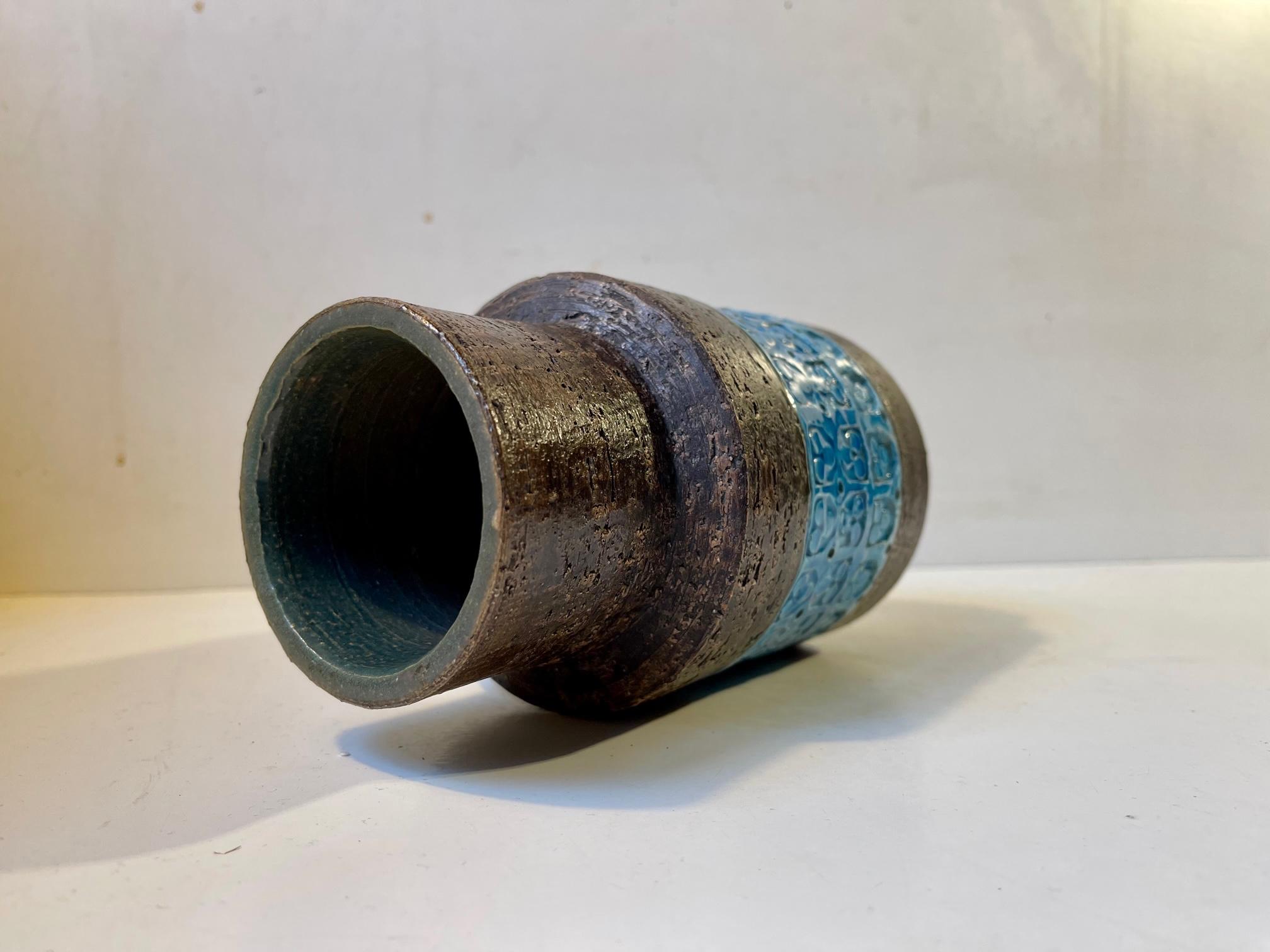 Mid-Century moderno Vaso in gres italiano di Aldo Londi per Bitossi, anni '60 in vendita