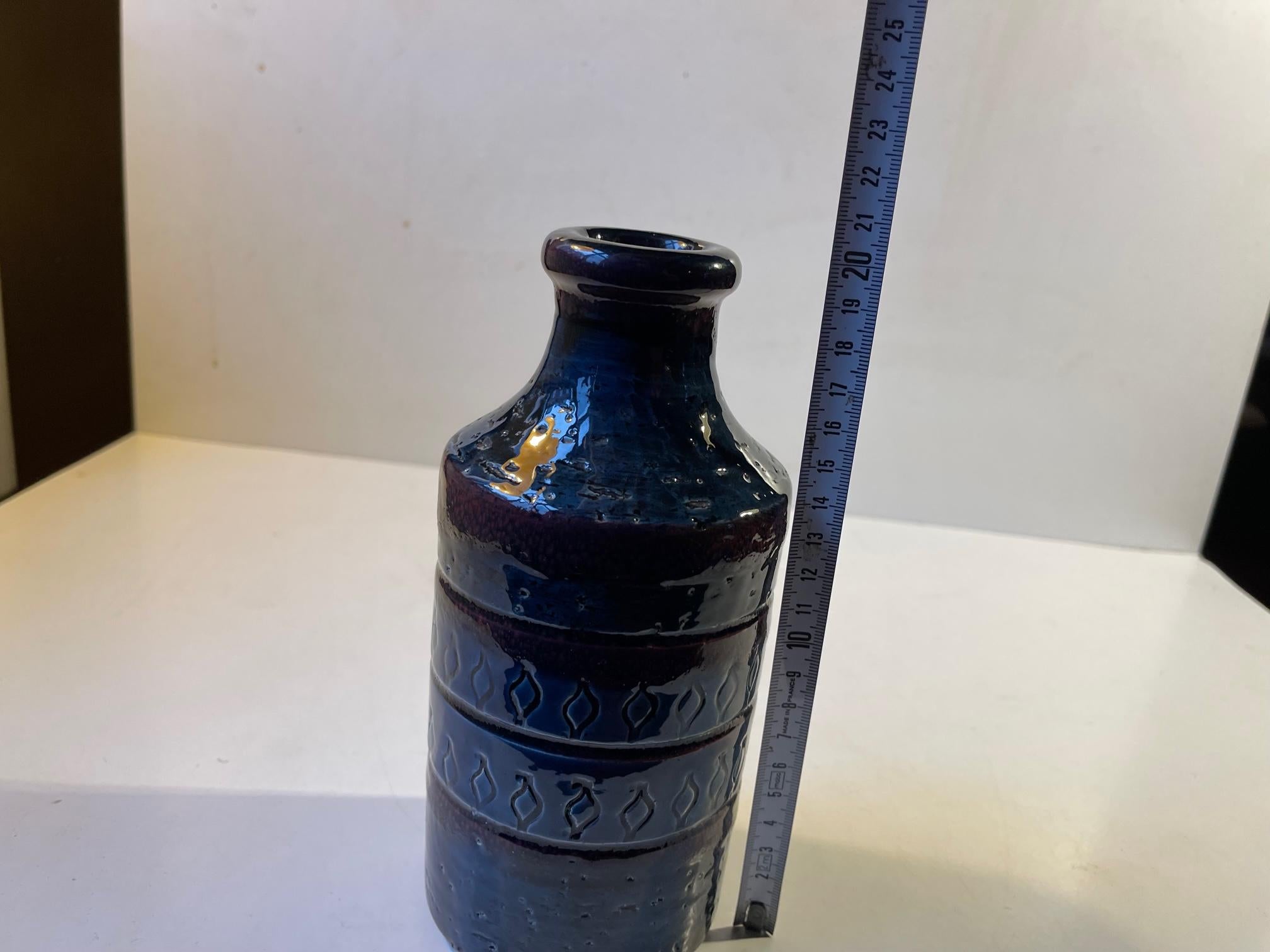 Italian Stoneware Vase in Blue and Purple Glaze from Bitossi, 1960s For Sale 2