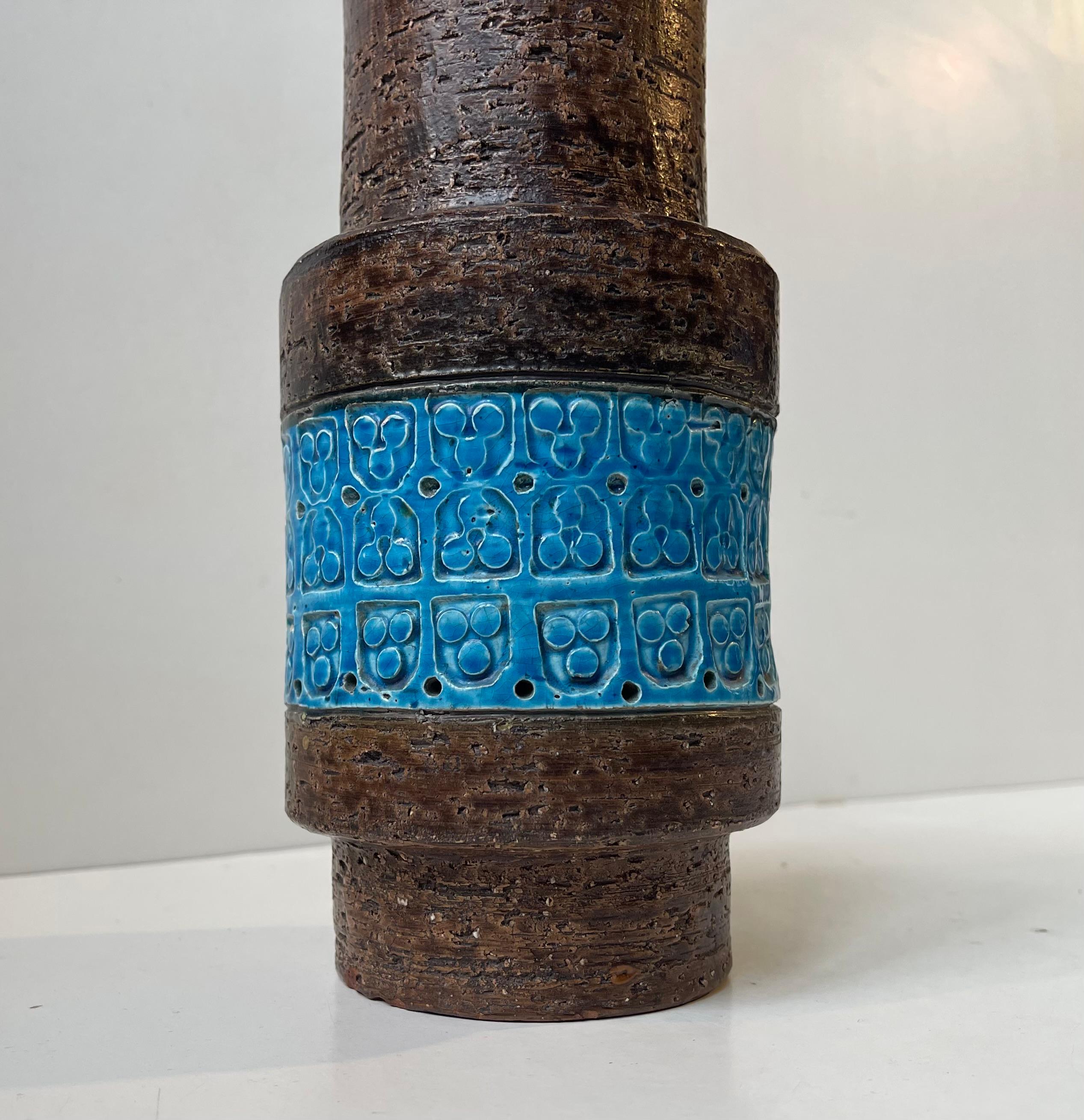 Danish Italian Stoneware Vase Rimini Blue by Aldo Londi for Bitossi, 1960s For Sale