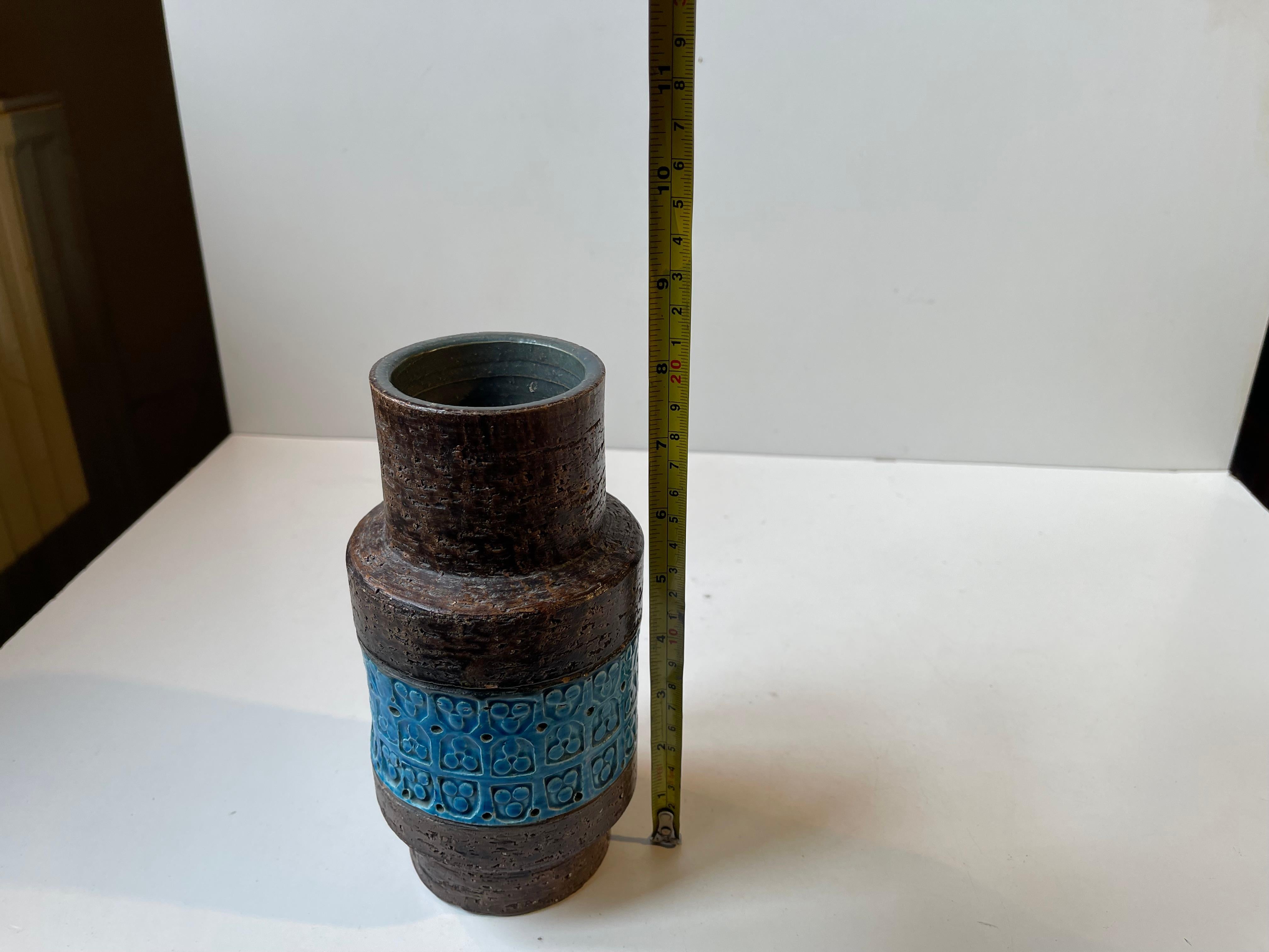 Mid-20th Century Italian Stoneware Vase Rimini Blue by Aldo Londi for Bitossi, 1960s For Sale