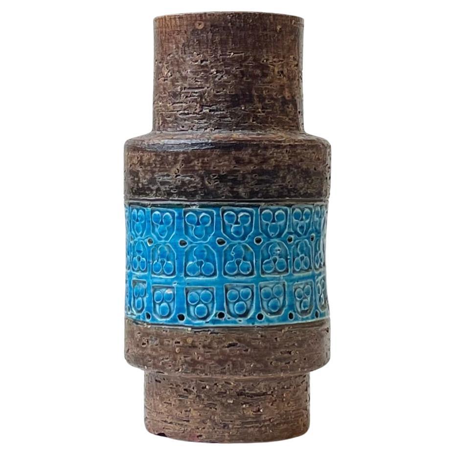 Italian Stoneware Vase Rimini Blue by Aldo Londi for Bitossi, 1960s For Sale