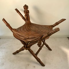 Italian Stool Carved with a Boy and Blanket, Attributed to Valentino Besarel