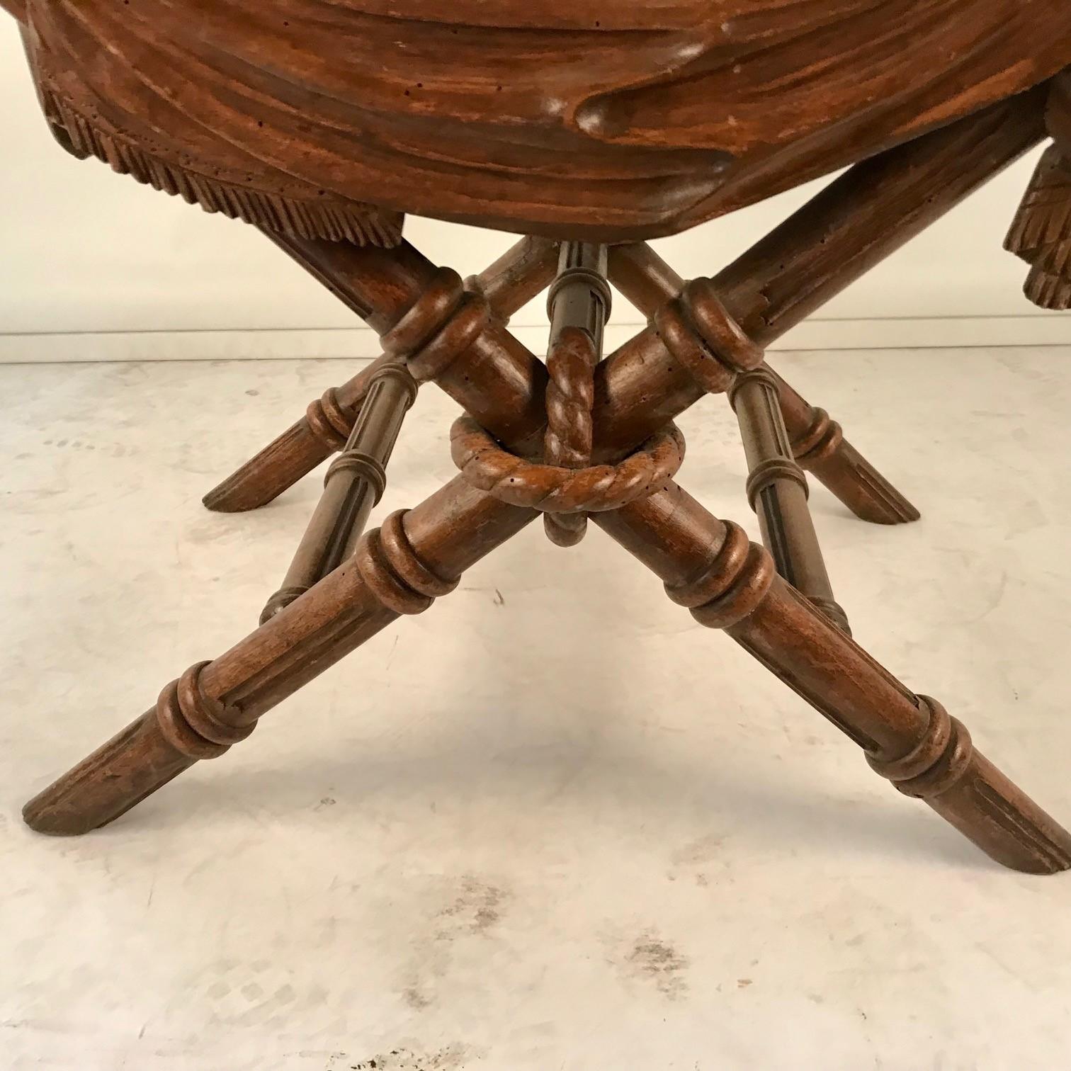 Italian Stool Carved with a Boy and Blanket, Attributed to Valentino Besarel For Sale 1
