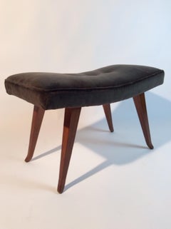 Italian Stool in wood and fabric, Firenze, Italia 1940