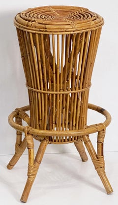 Italian Stool of Rattan and Bamboo from the Mid-20th Century