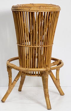 Italian Stool of Rattan and Bamboo from the Mid-20th Century