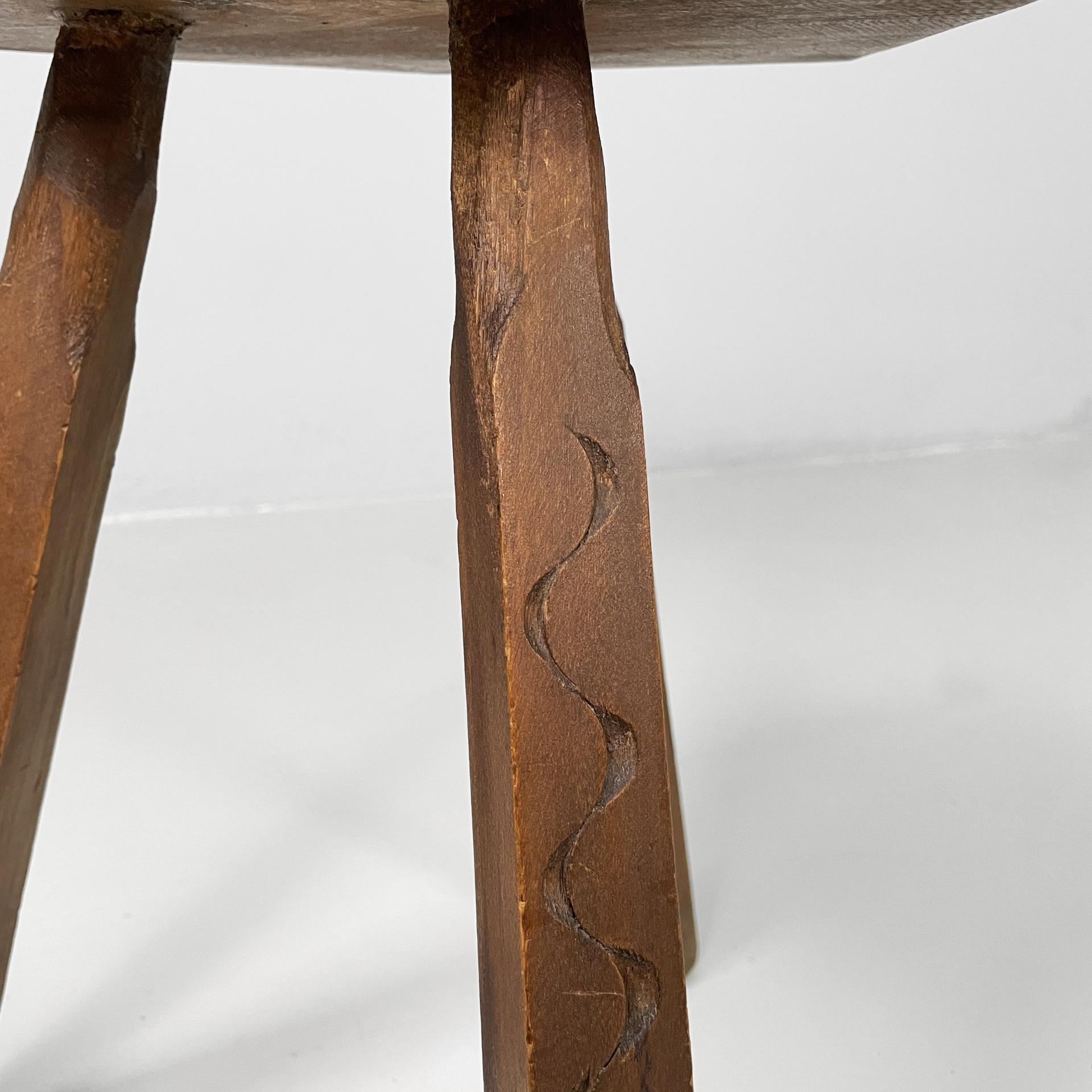 Italian stool with carved decorations in wood, 1970s in vendita 7