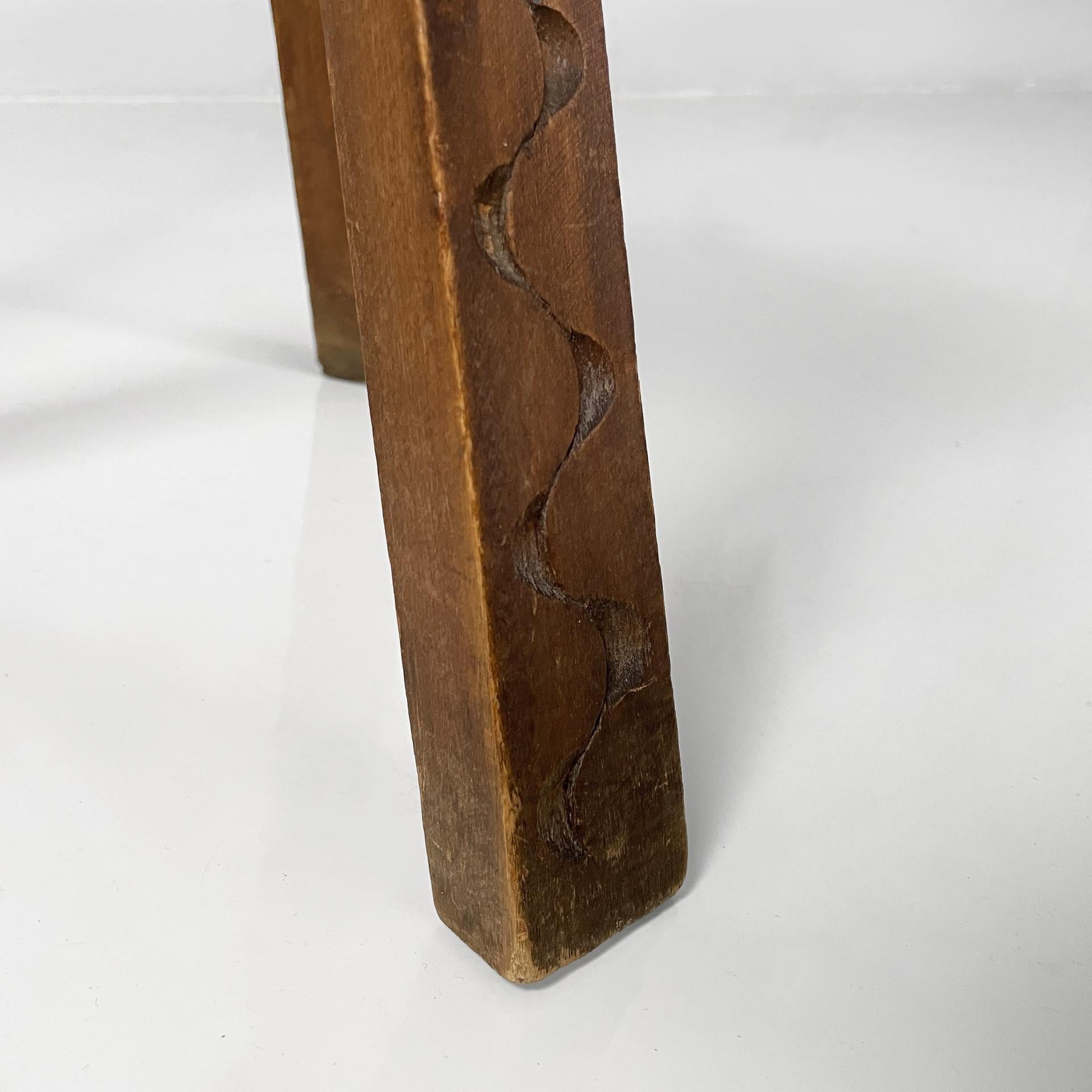 Italian stool with carved decorations in wood, 1970s in vendita 10