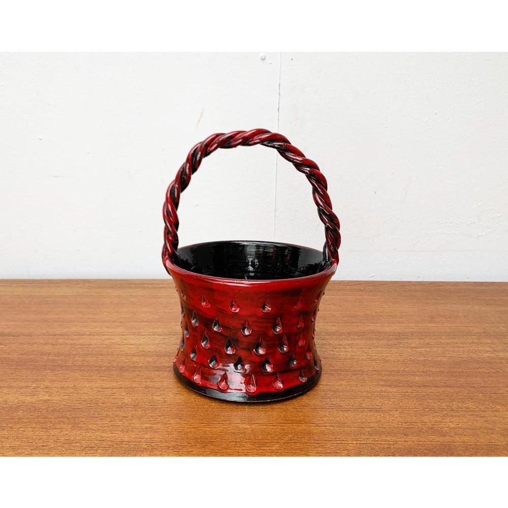 Mid-Century moderno Vaso in ceramica fragola italiana di Fratelli Fantullacci per Bitossi, anni '60 in vendita