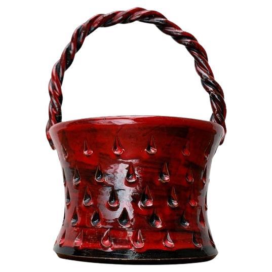 Italienische Erdbeer-Keramikvase von Fratelli Fantullacci für Bitossi, 1960er Jahre