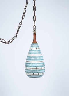 Italian 1960's Striped Ceramic Pendant Chandelier