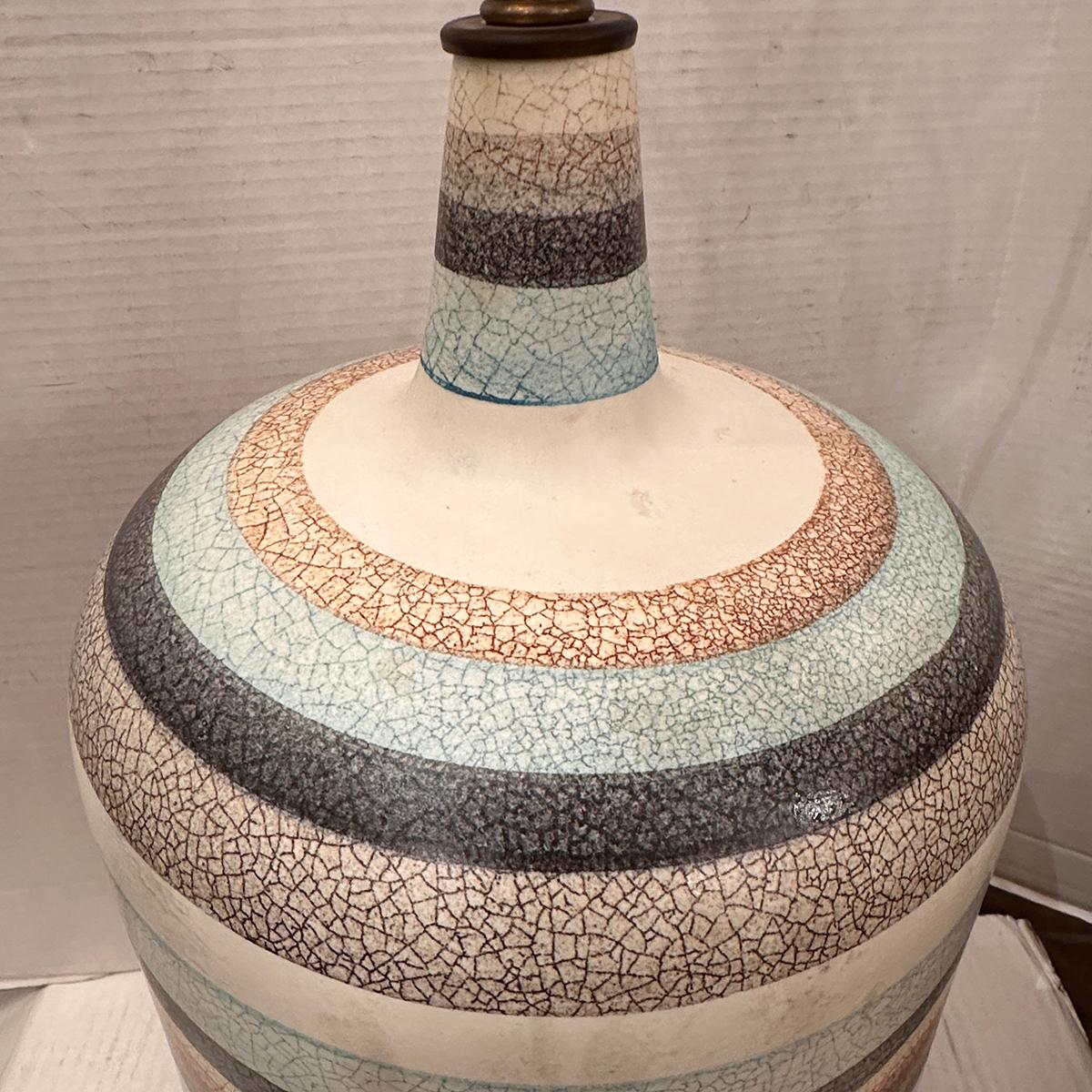 Hand-Crafted Italian Striped Midcentury Lamp For Sale