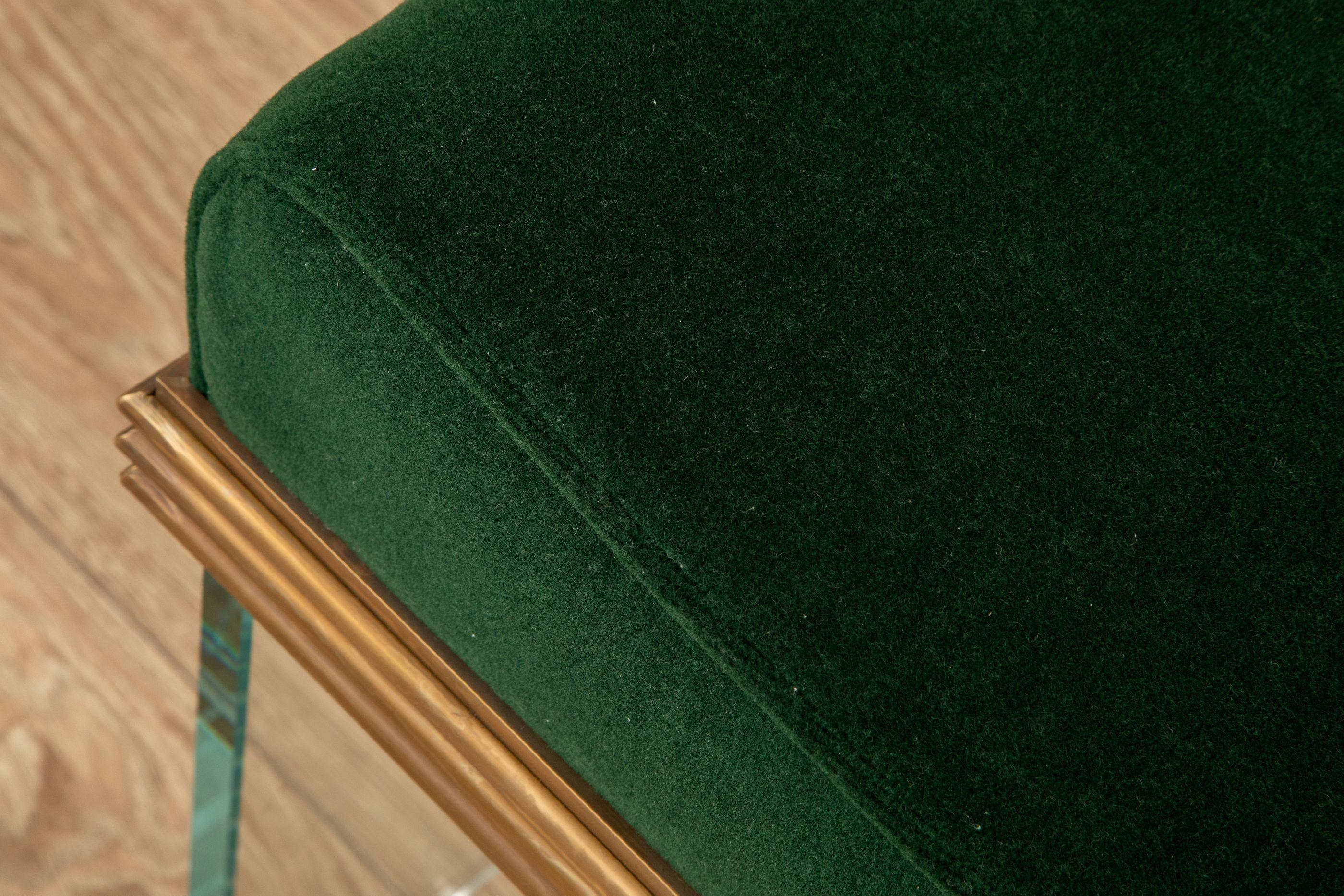 Banc en verre et laiton construit par un Studio A italien, en stock en vente 4