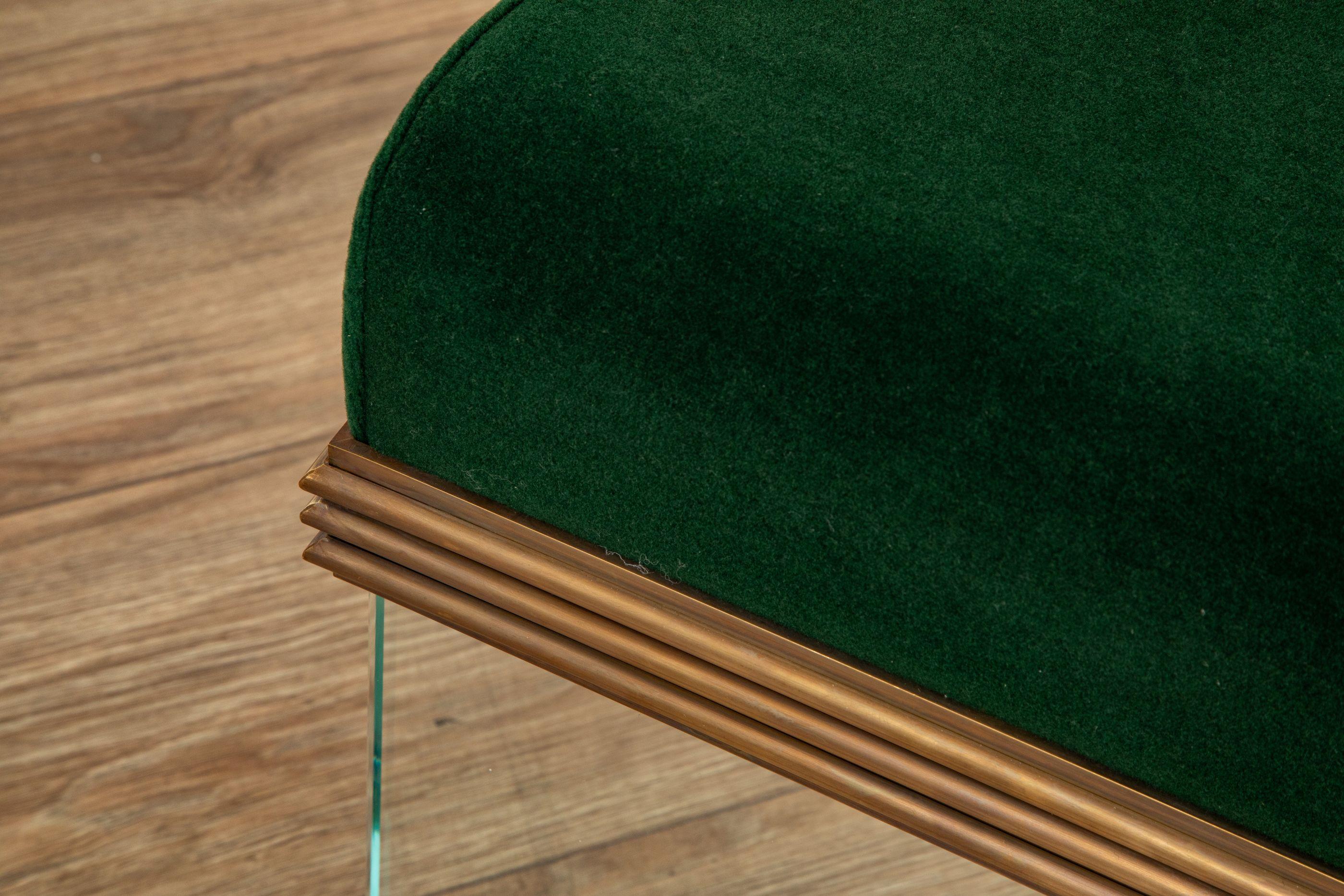 Banc en verre et laiton construit par un Studio A italien, en stock en vente 5