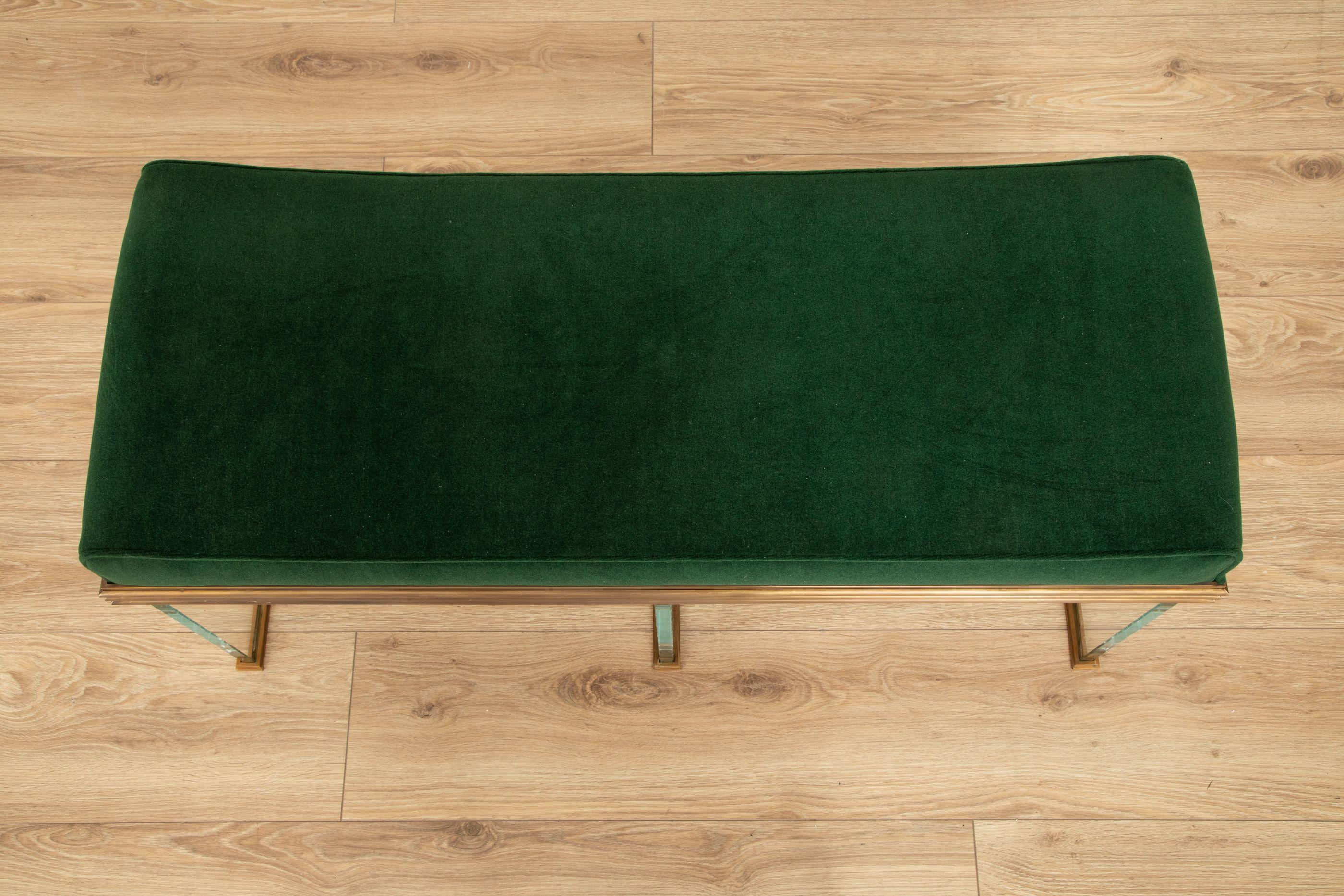 Panchina in vetro e ottone dello Studio A italiano, in stock in vendita 1