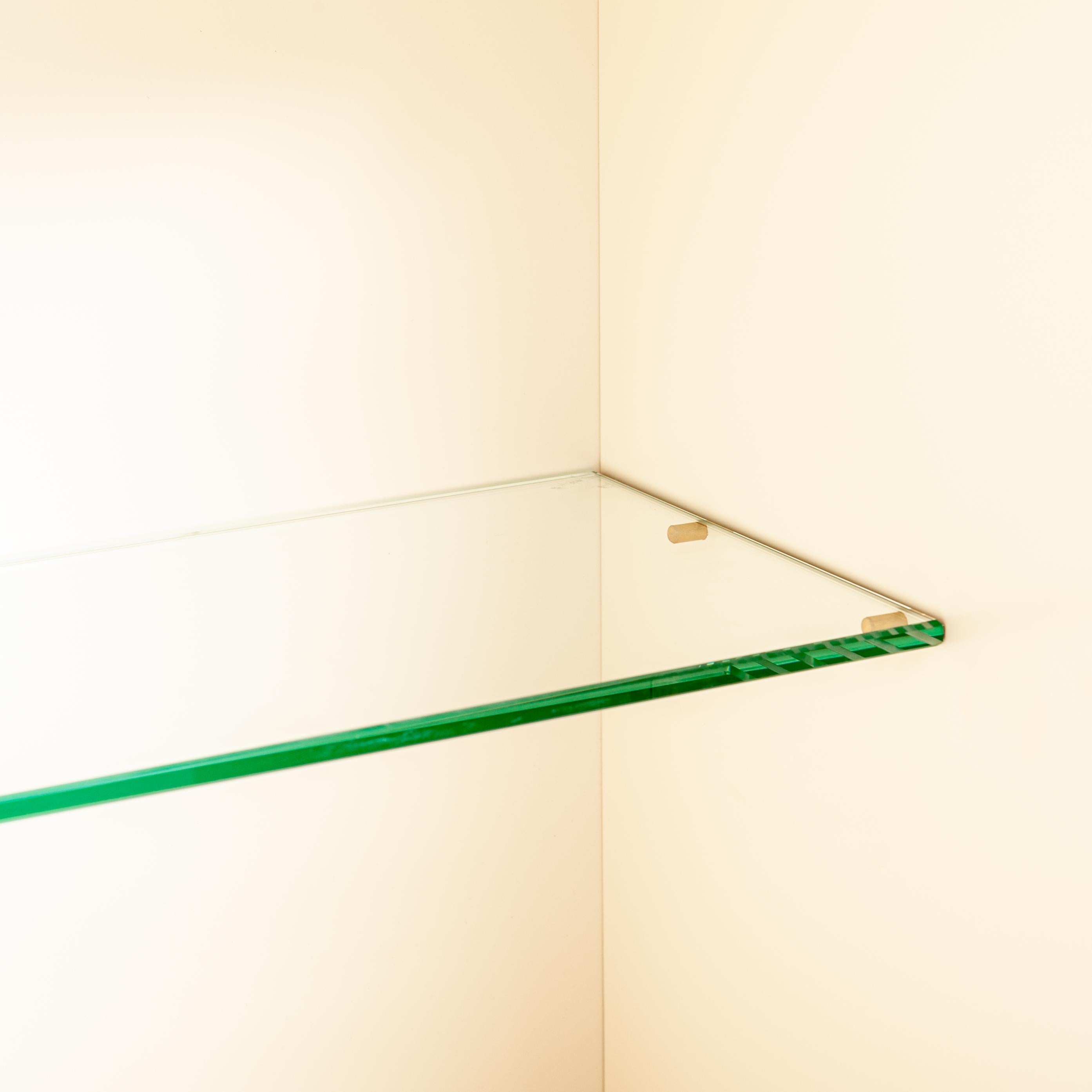 Italian Studio Made Mirrored Emerald Green Cabinet Hand Cast Opal Glass Stones For Sale 7