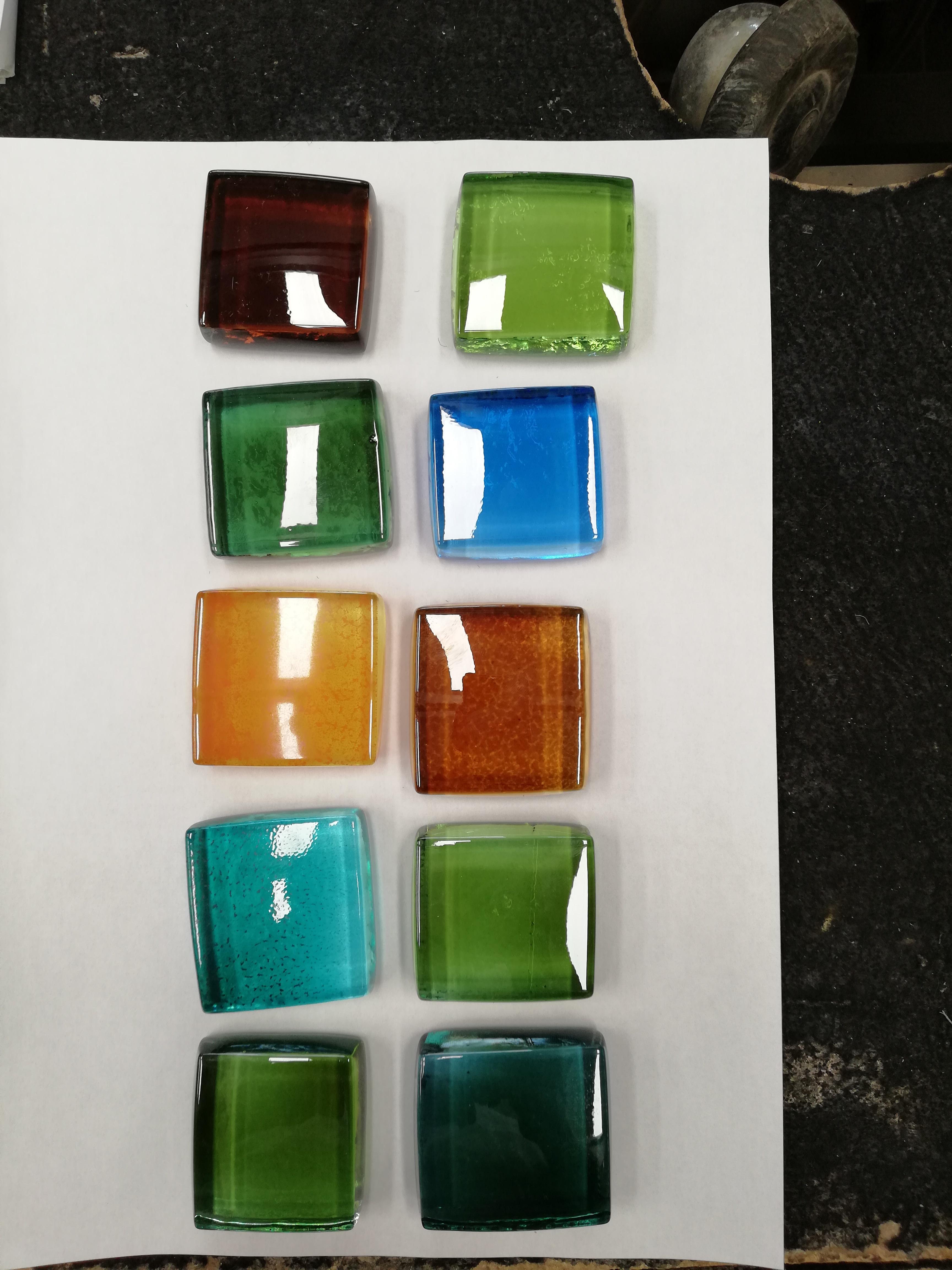 Italian Studio Made Mirrored Emerald Green Cabinet Hand Cast Opal Glass Stones For Sale 13