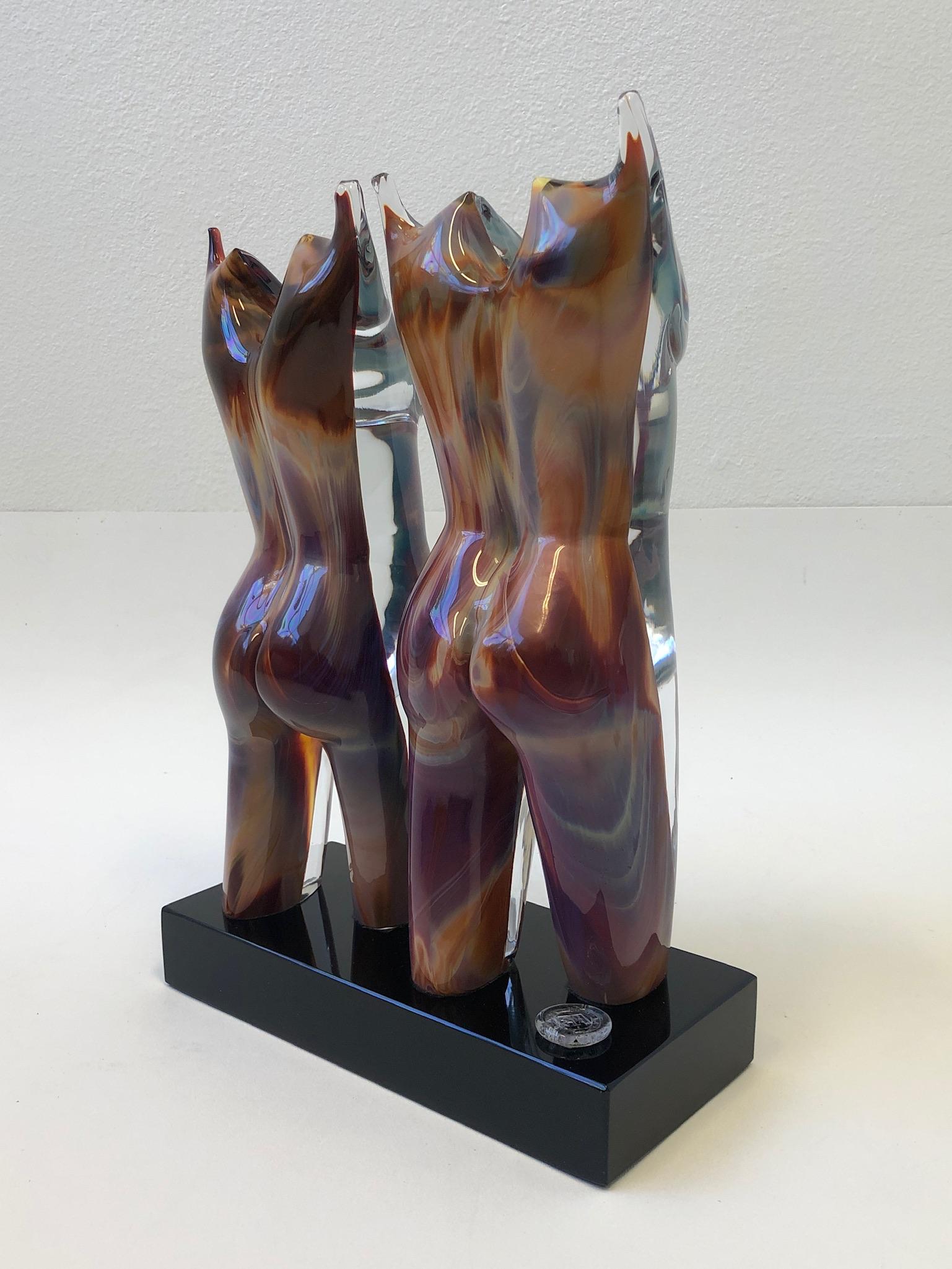 Modern Italian Studio Murano Glass Female and Male Sculpture by Dino Rosin For Sale