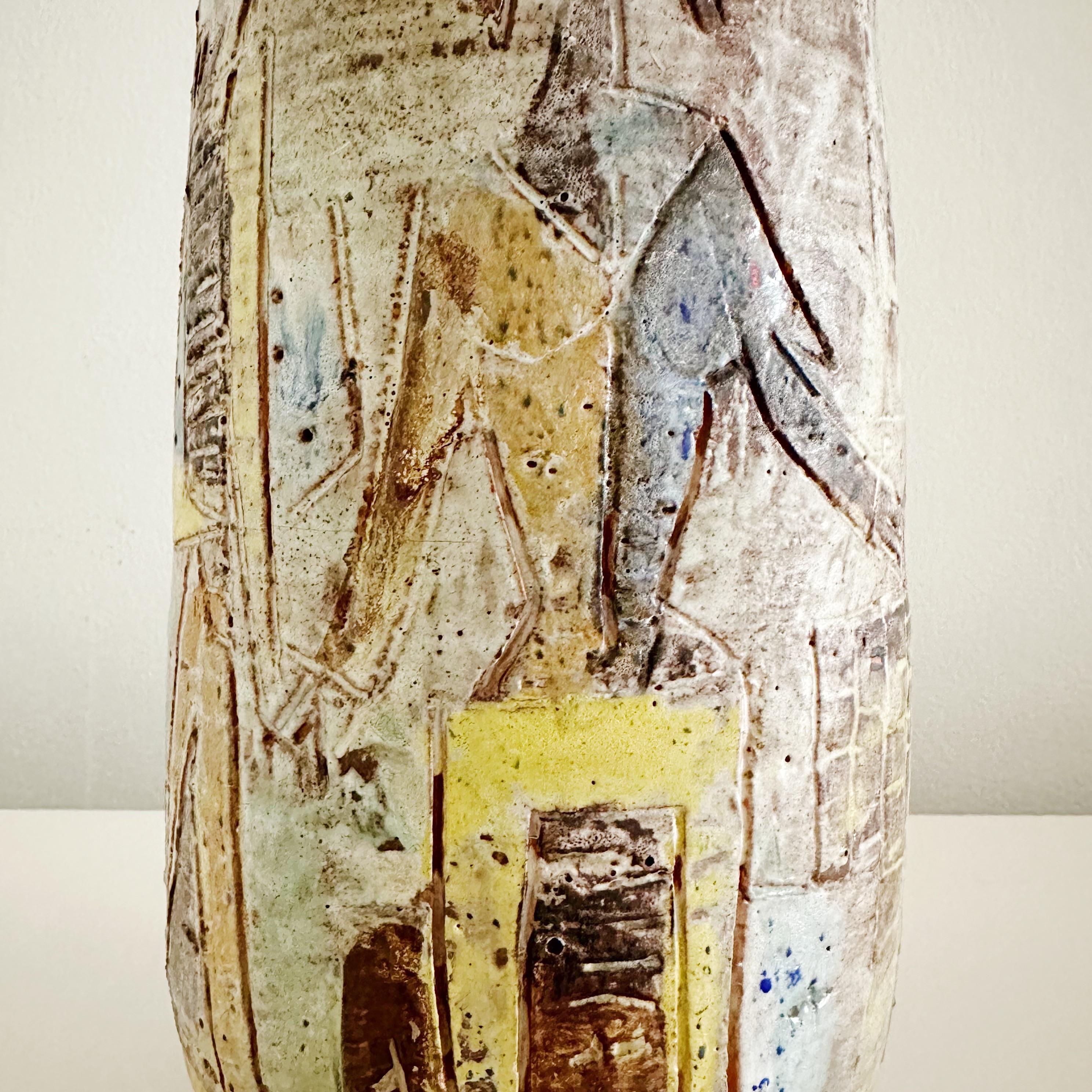 Italian Studio Pottery Figural Decorated Vase in the Manner of Fantoni 3
