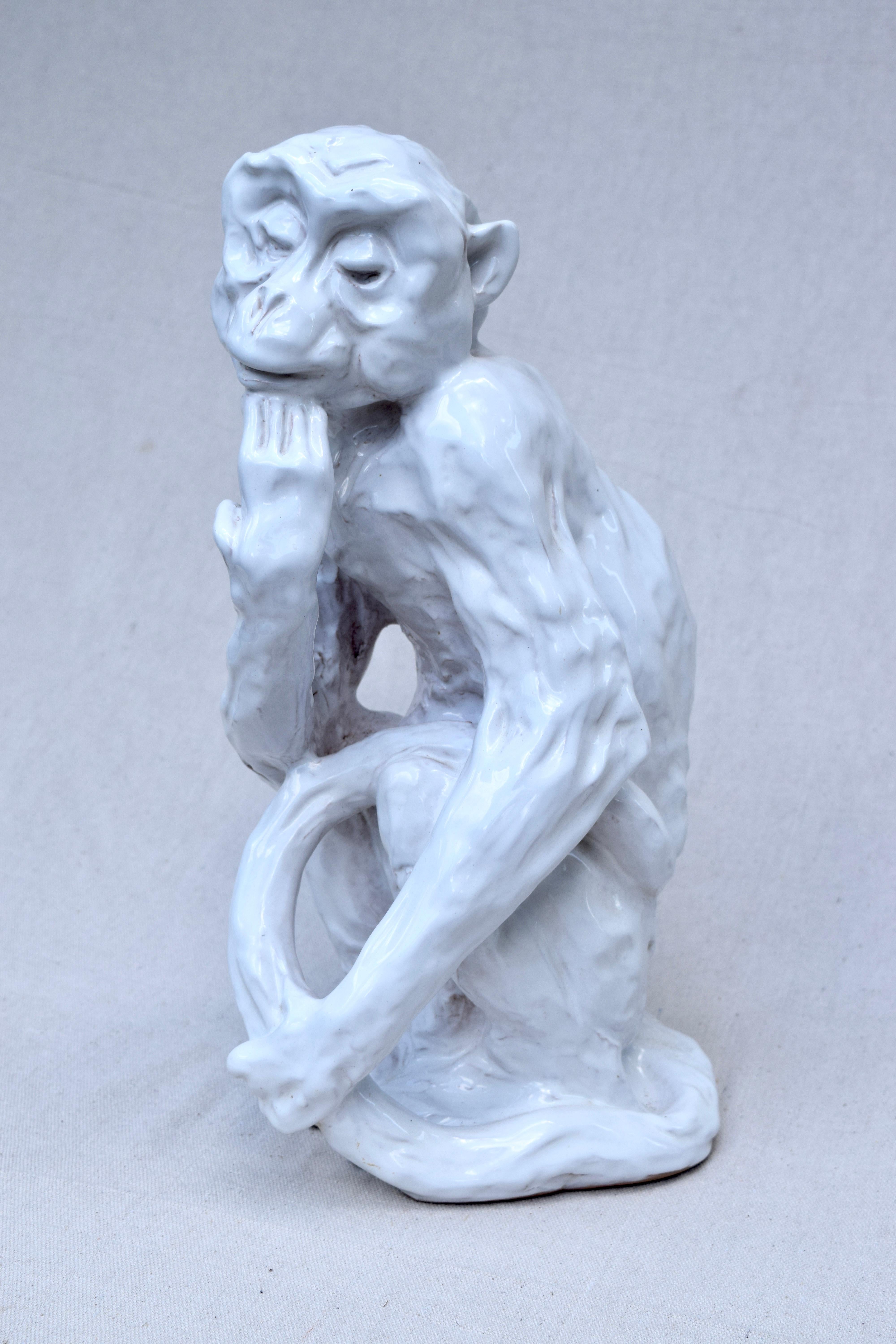 20th Century Italian Studio Pottery Monkey Sculpture, Hollywood Regency, Mid-Century Modern