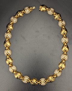 Italian Style 18K Yellow Gold and Diamond Chain Necklace