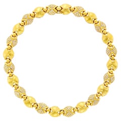 Italian Style 18K Yellow Gold and Diamond Chain Necklace