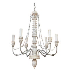 Italian Style Carved and Painted 6-Light Chandelier