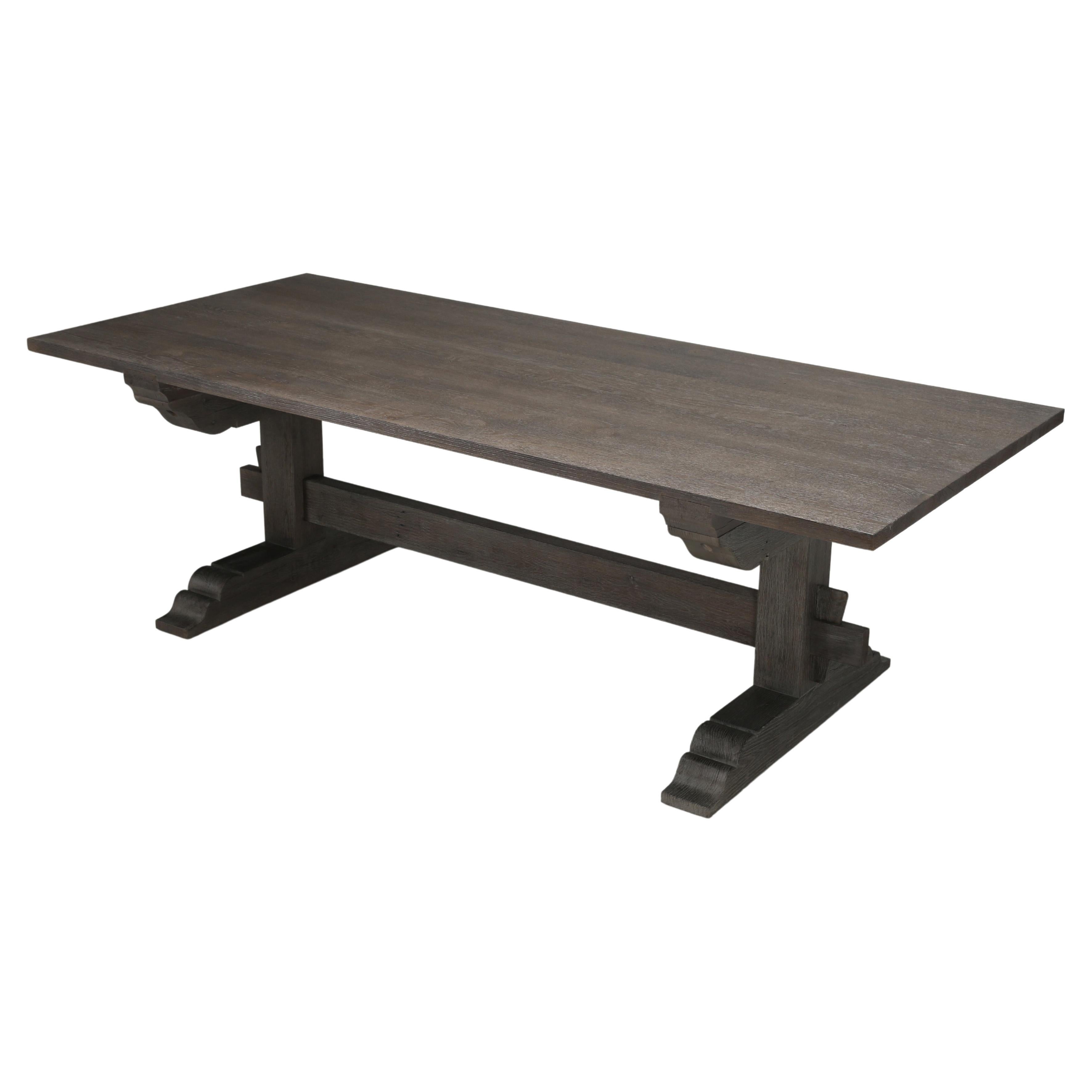 Italian Style Custom Made-to-Order Reclaimed Oak Dining Table in Your Dimensions For Sale