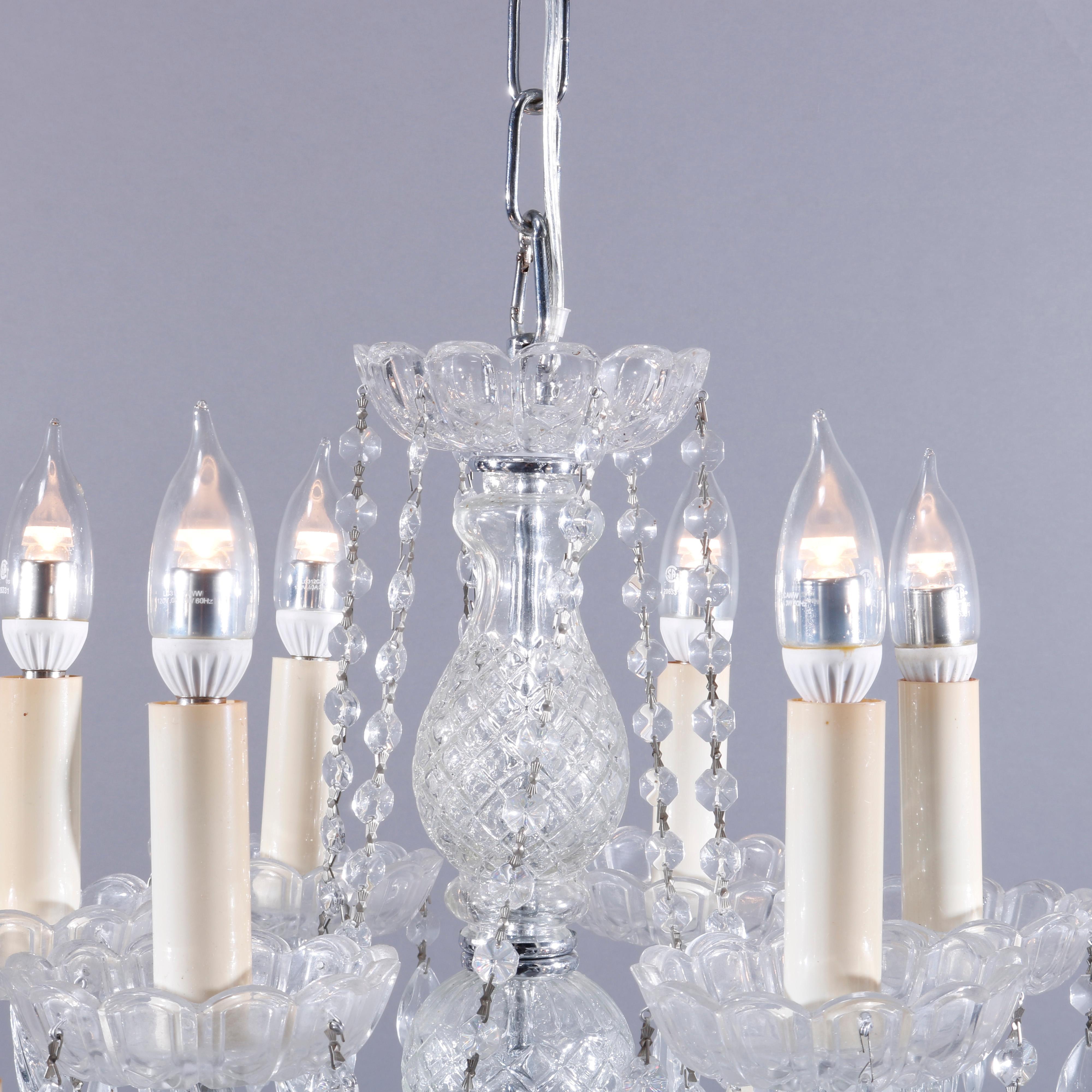 Italian Style Cut Crystal & Chrome Tiered Twelve-Light Chandelier, 20th C For Sale 2