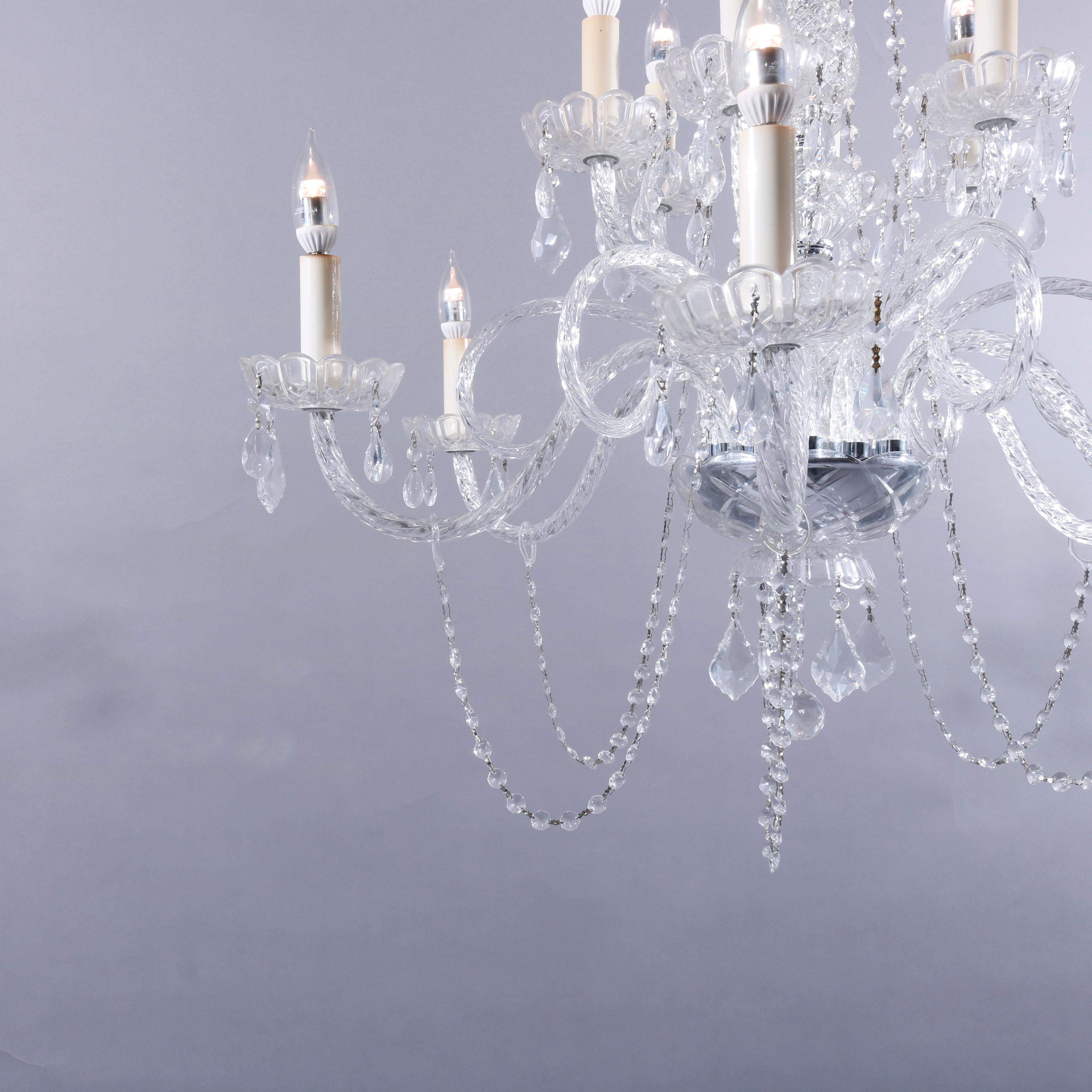 Italienischer Zwölf-Licht-Kronleuchter im italienischen Stil aus geschliffenem Kristall und Chrom, 20. Jahrhundert im Angebot 5