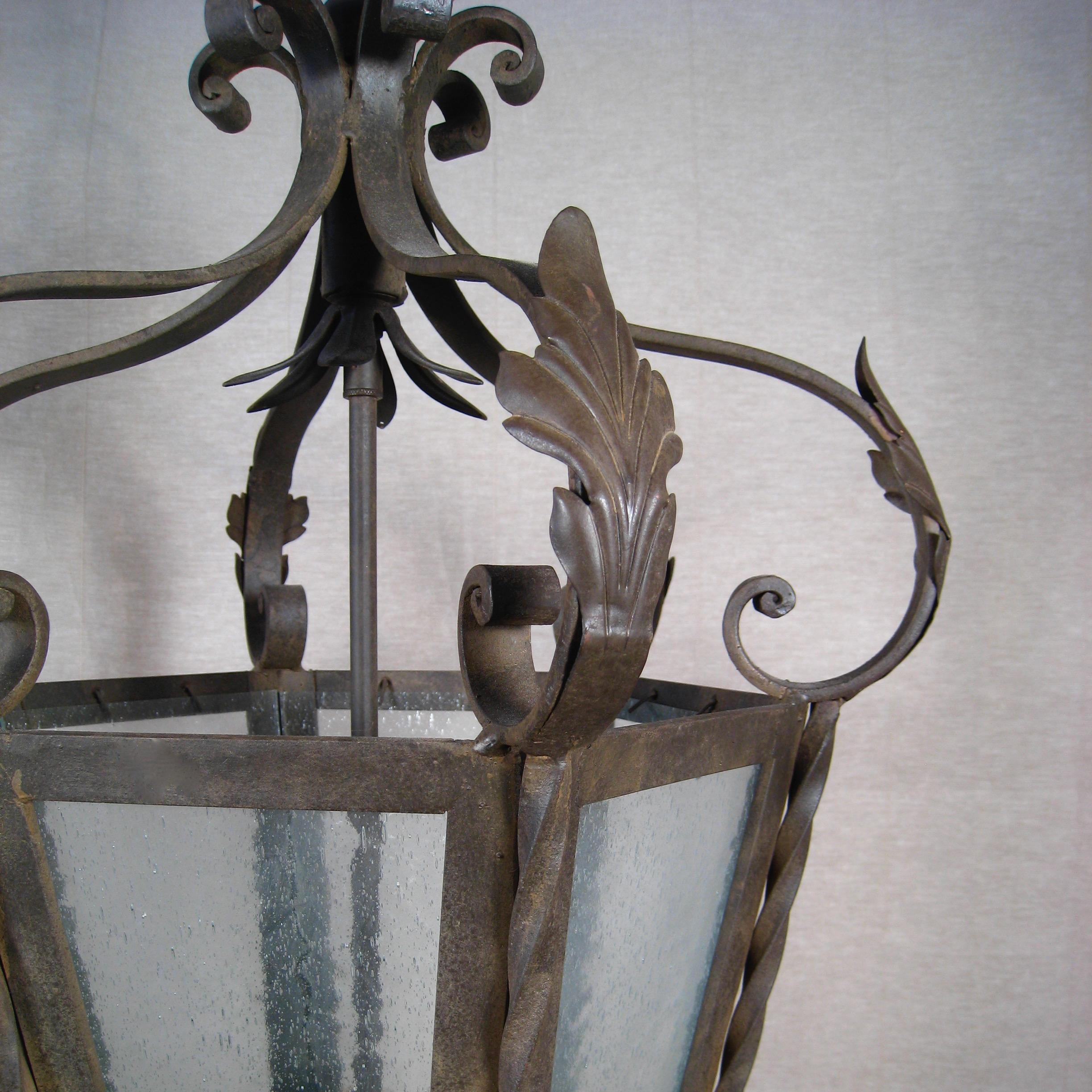 Forged Italian Style Exterior Heavy Iron Lantern