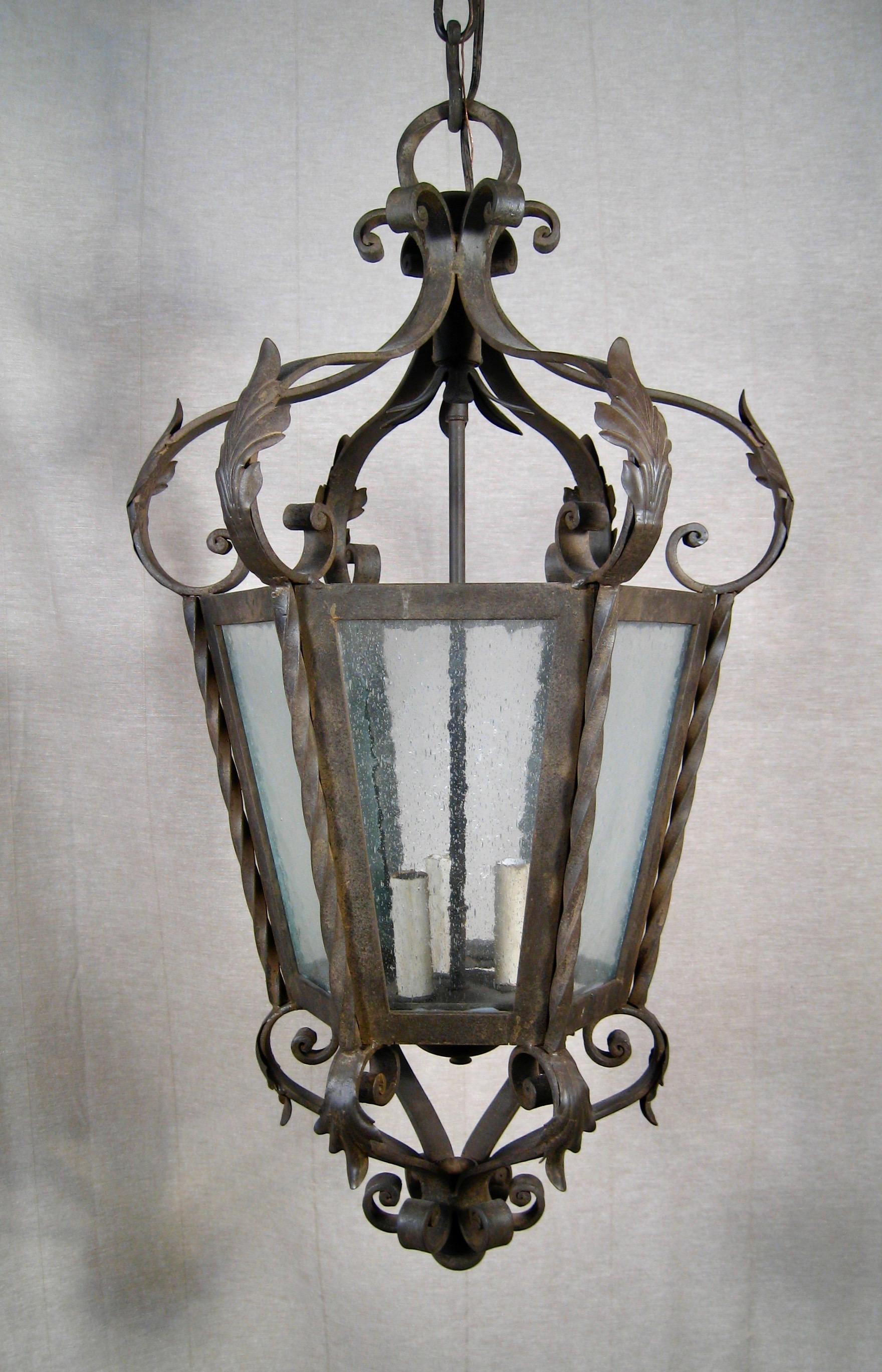 Italian Style Exterior Heavy Iron Lantern In New Condition In Encinitas, CA