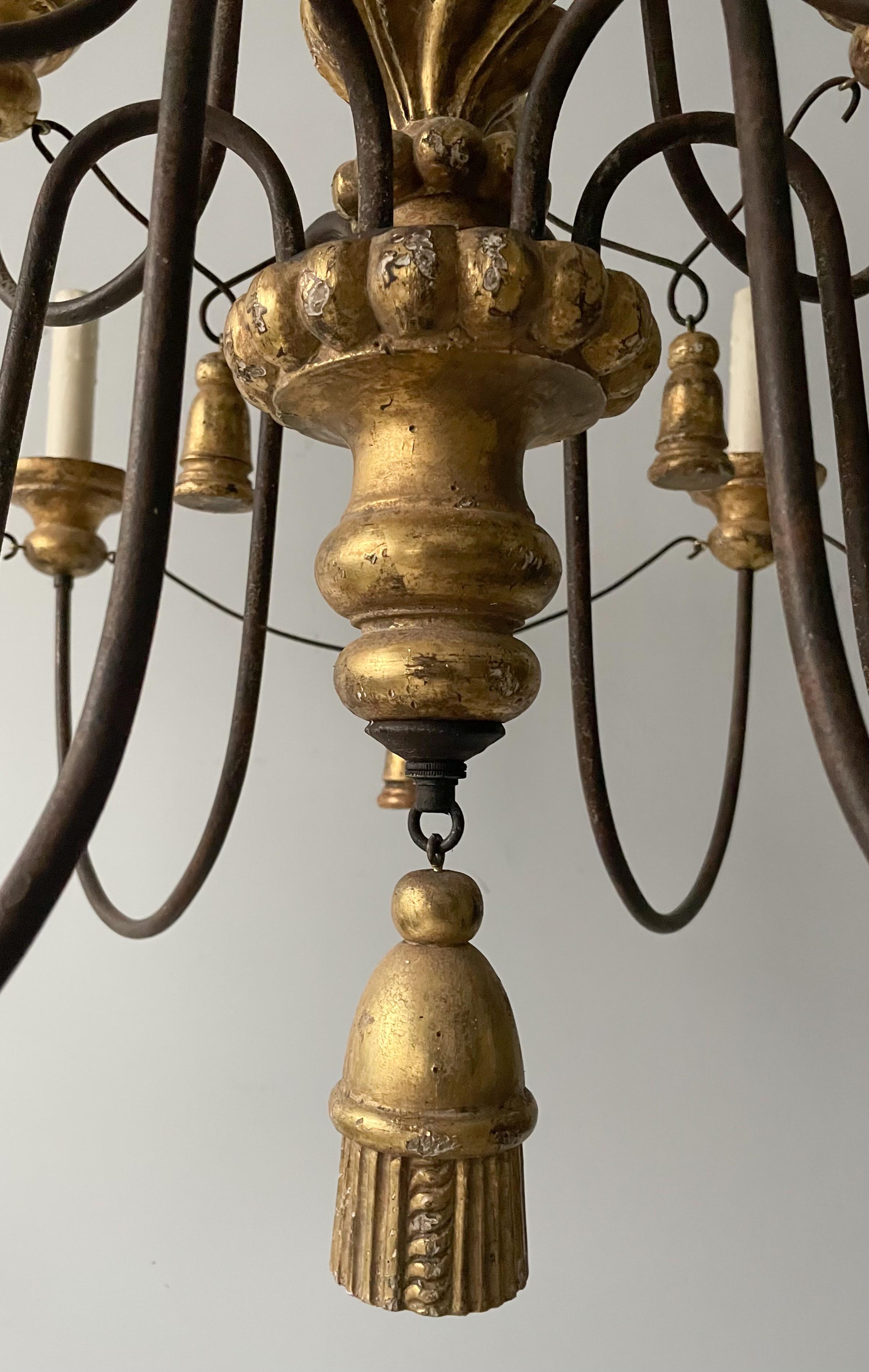 Italian-Style Giltwood Chandelier by Paul Ferrante In Good Condition In Los Angeles, CA