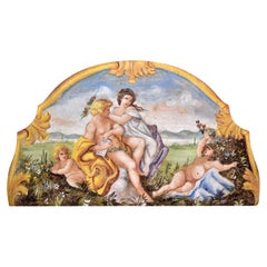 Vintage Italian Style Hand-Painted Decorative Painting with Characters and Angels