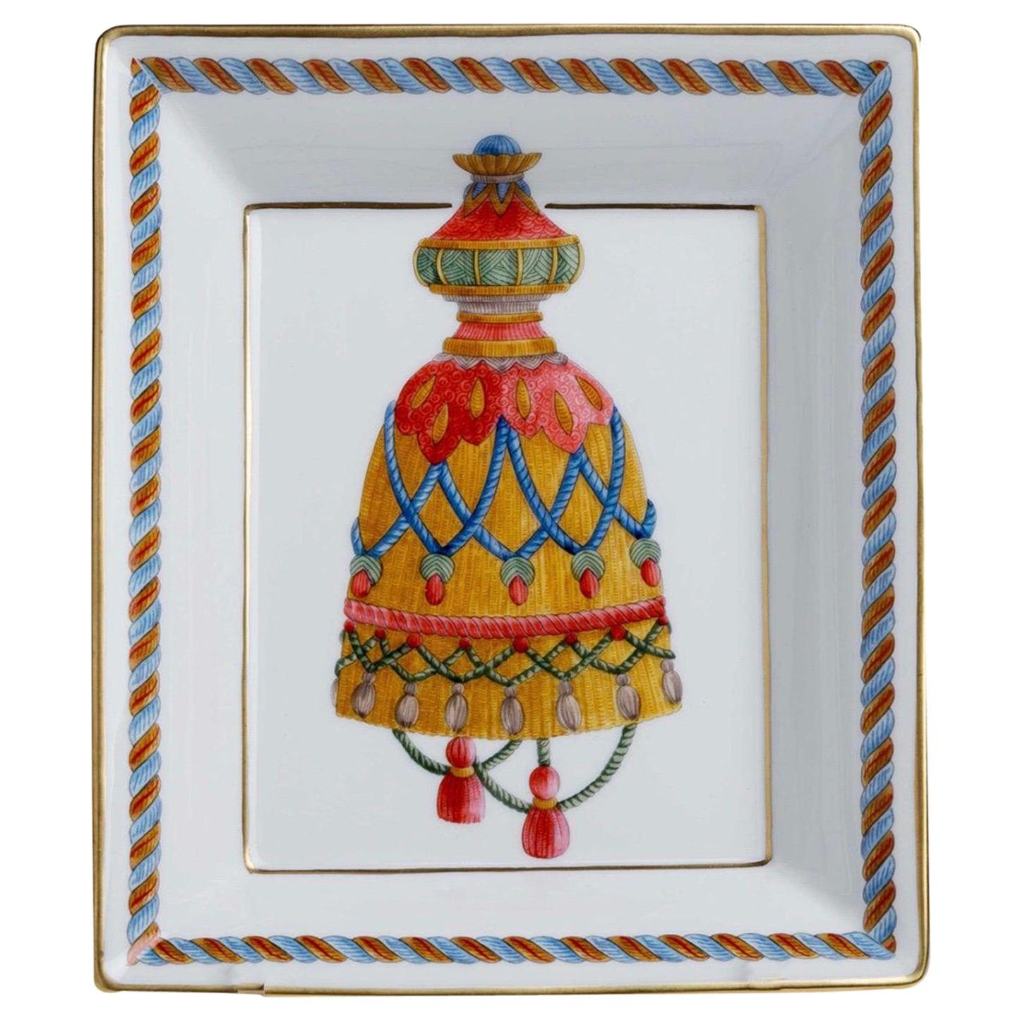 Cendrier en porcelaine de style italien peint à la main avec décoration élégante en vente