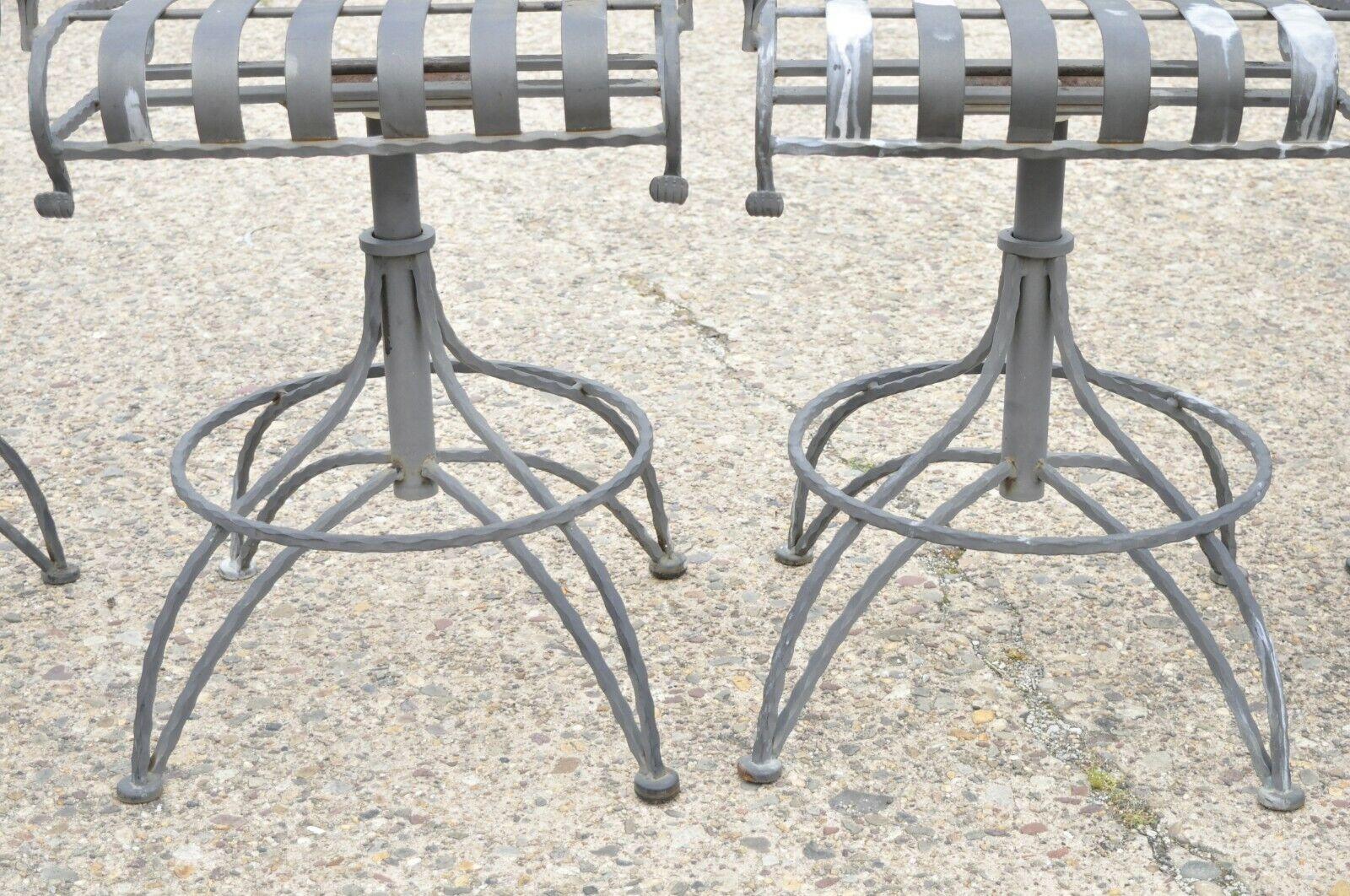 Italian Style Heavy Scrolling Wrought Iron Outdoor Garden Barstools, Set of 4 5