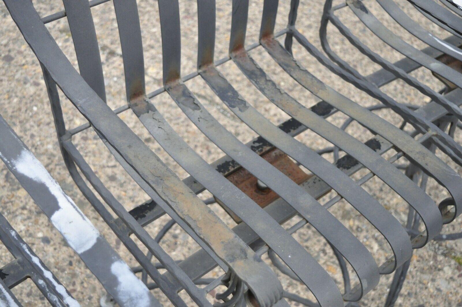 Italian Style Heavy Scrolling Wrought Iron Outdoor Garden Barstools, Set of 4 2