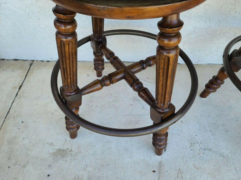 Italian Style Mahogany Swivel Barstools, Set of 4 For Sale at 1stDibs