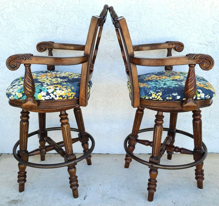 Italian Style Mahogany Swivel Barstools, Set of 4 For Sale at 1stDibs