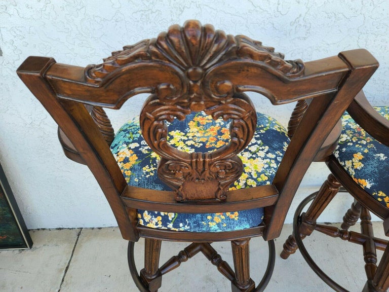 Italian Style Mahogany Swivel Barstools, Set of 4 For Sale at 1stDibs