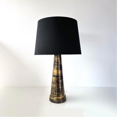 Italian Style Mid Century Ceramic Black and Gold Glazed Table Lamp