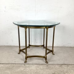 Italian Style Neoclassical Brass and Octagonal Glass Side Table, Le Barge Style