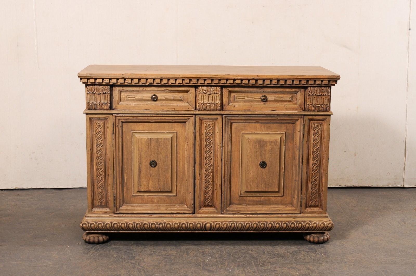 Italienischen Stil, schön geschnitzt-Holz-Buffet Schrank w / große Garnituren, 5 ft Breite 6
