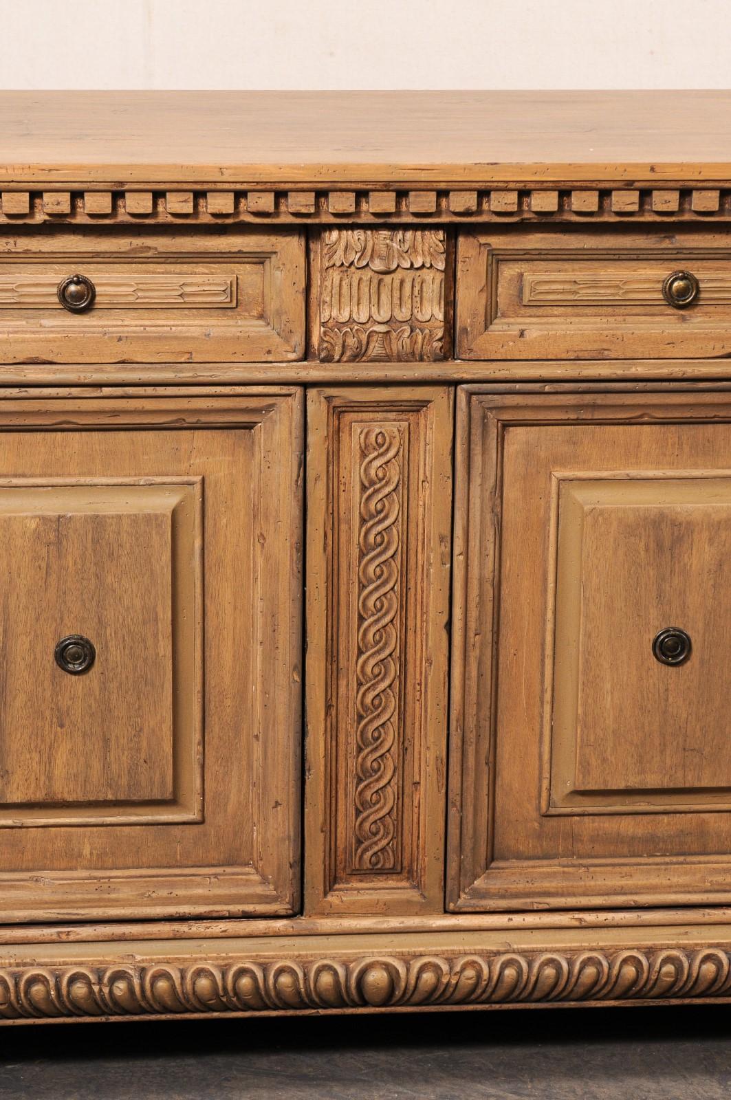 Italienischen Stil, schön geschnitzt-Holz-Buffet Schrank w / große Garnituren, 5 ft Breite 7