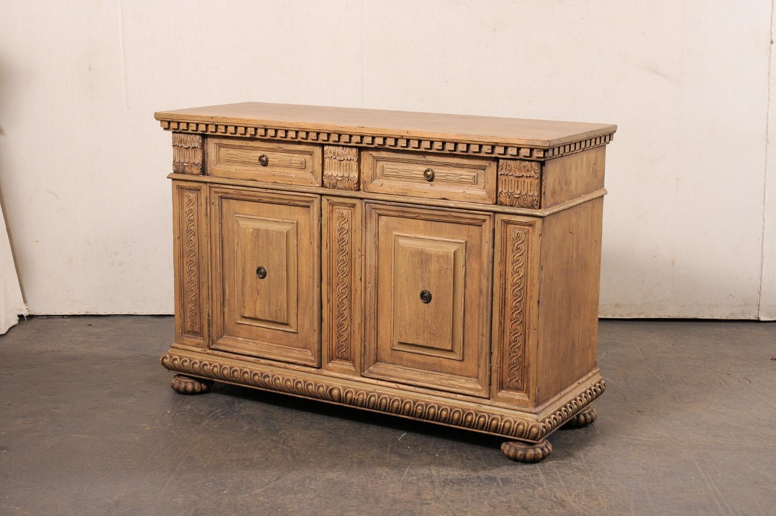Italienischen Stil, schön geschnitzt-Holz-Buffet Schrank w / große Garnituren, 5 ft Breite 5
