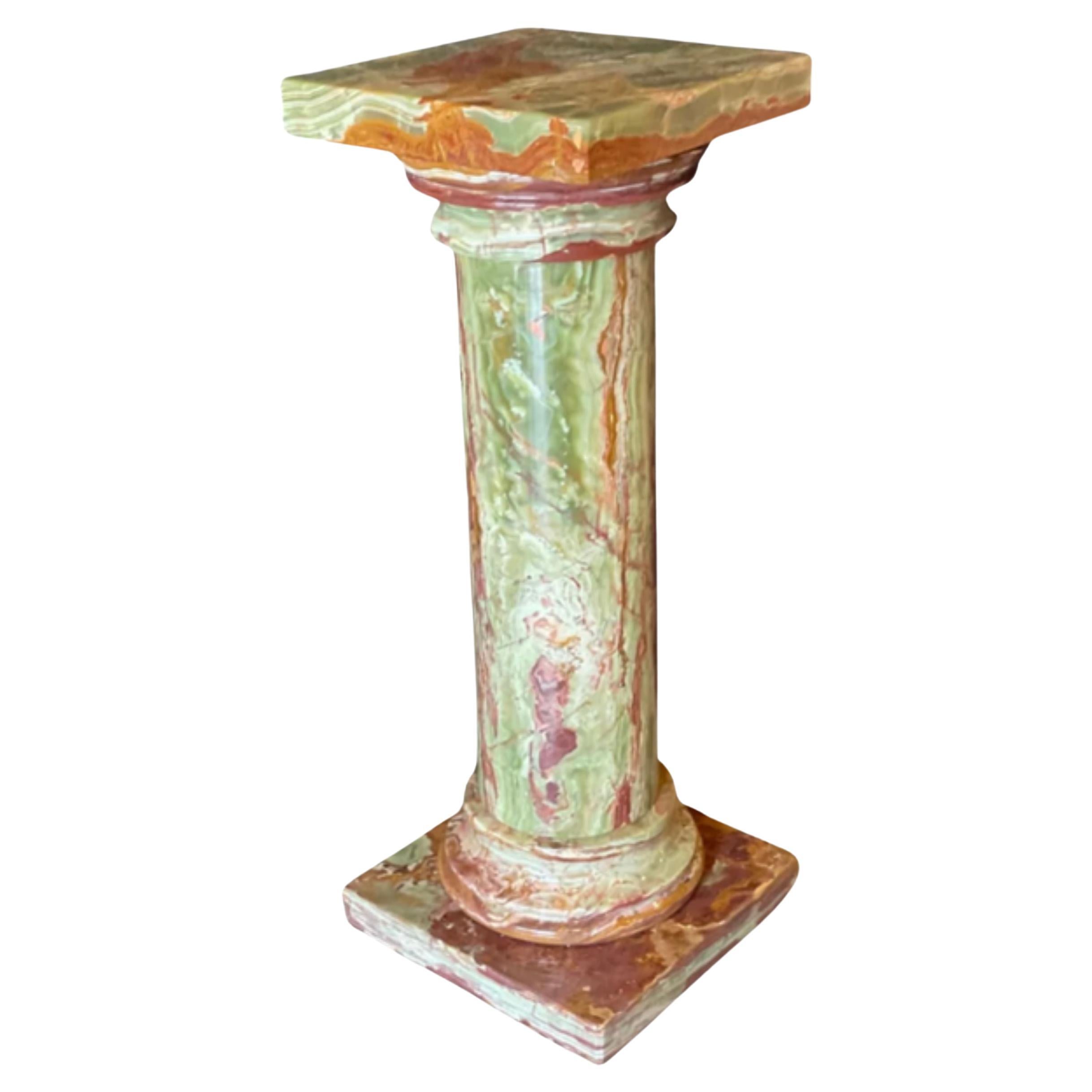 Italian Style Onyx Marble Pedestal Column