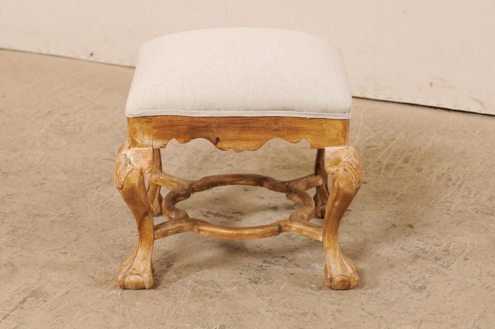 American Italian-Style Ottoman with Paw and Ball Feet